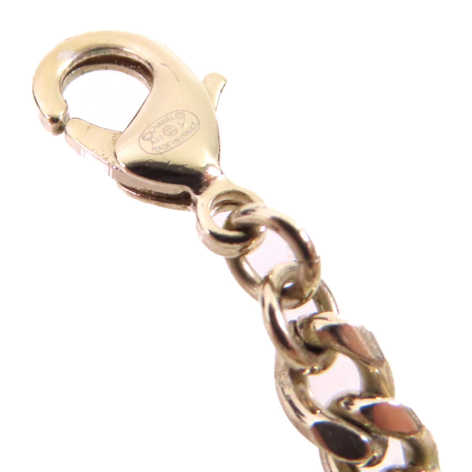 CHANEL 金屬/仿珍珠/水鑽Coco Chanel No.5 Necklace金扣項鏈白色/金色