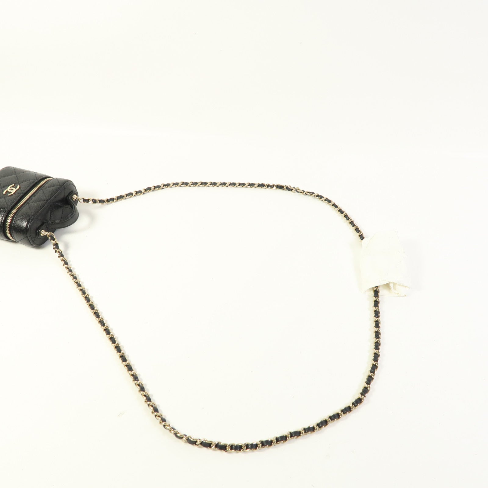 CHANEL 牛皮皮革Vanity Case金扣鏈帶肩背袋