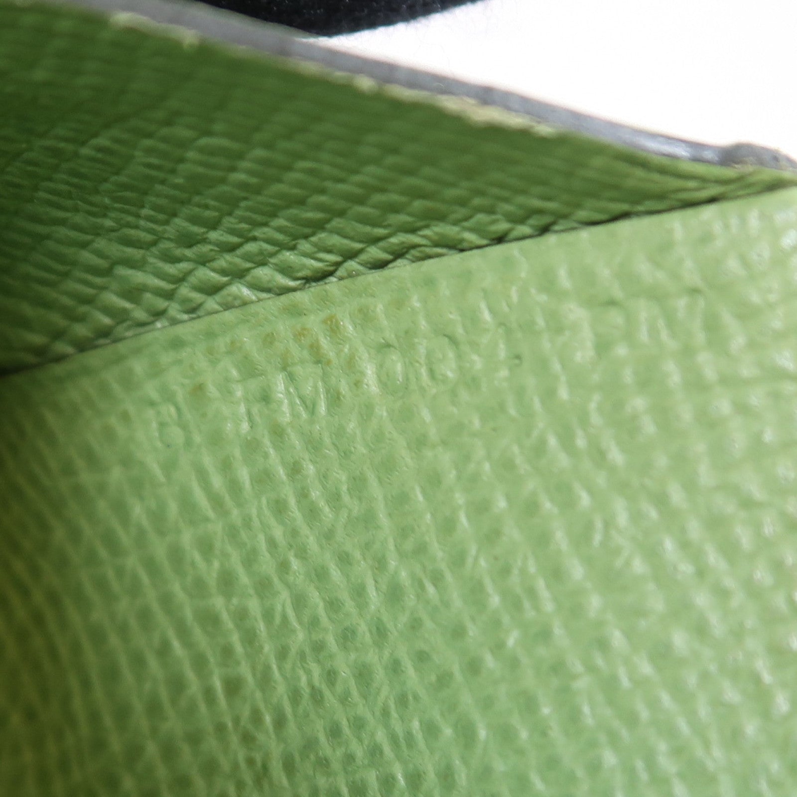 HERMES Epsom皮革Calvi Duo銀扣卡片套Vert Criquet綠色