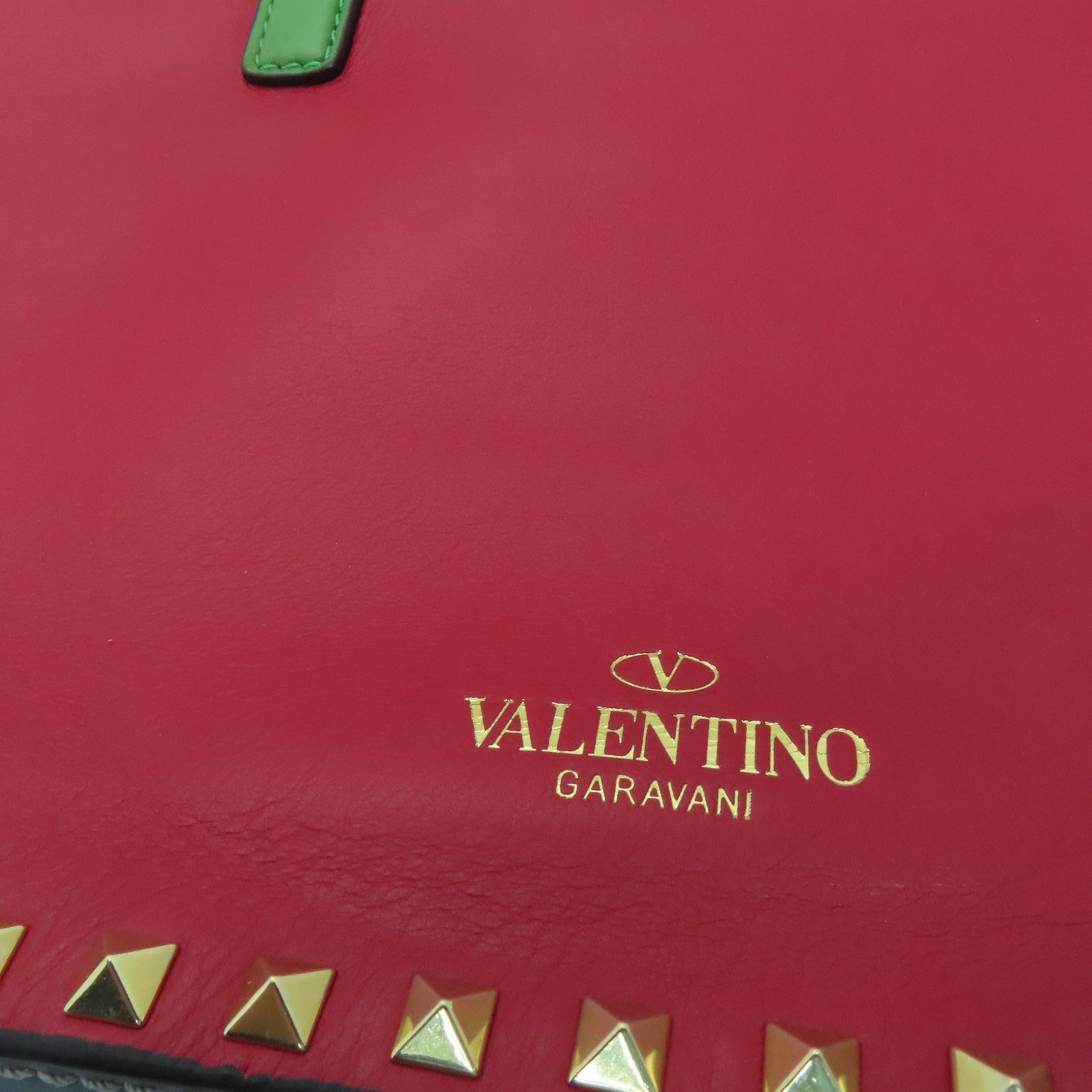 Valentino 牛皮皮革2 Way Shoulder Handbag金扣手挽肩背两用袋红色