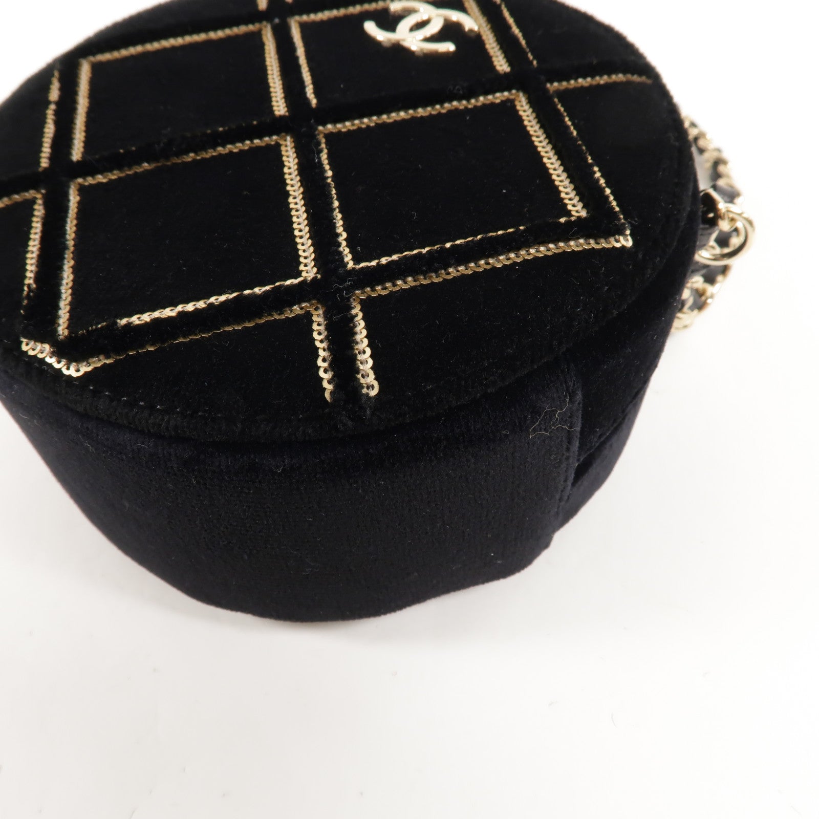 CHANEL 天鵝絨Round Vanity Case肩背袋