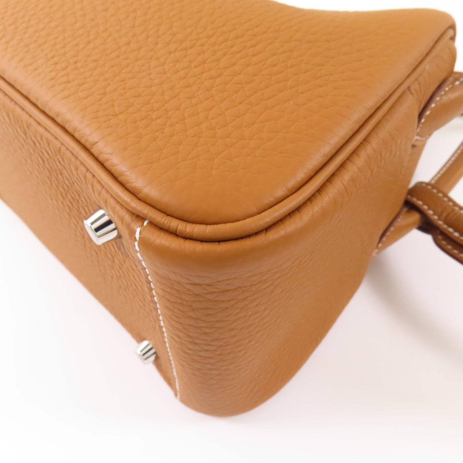 HERMES Clemence皮革Mini Lindy銀扣手挽肩背兩用袋Gold