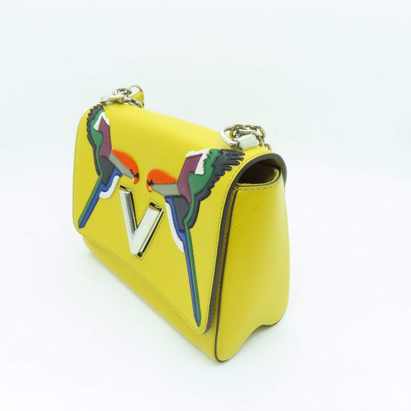 LOUIS VUITTON Epi Twist MM silver buckle chain shoulder bag yellow