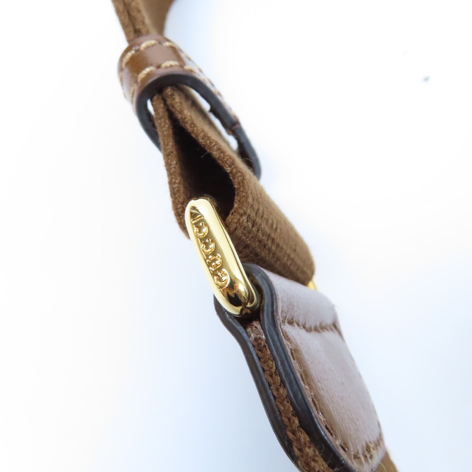 GUCCI 塗層帆布Interlocking G Bag金扣肩背袋啡色