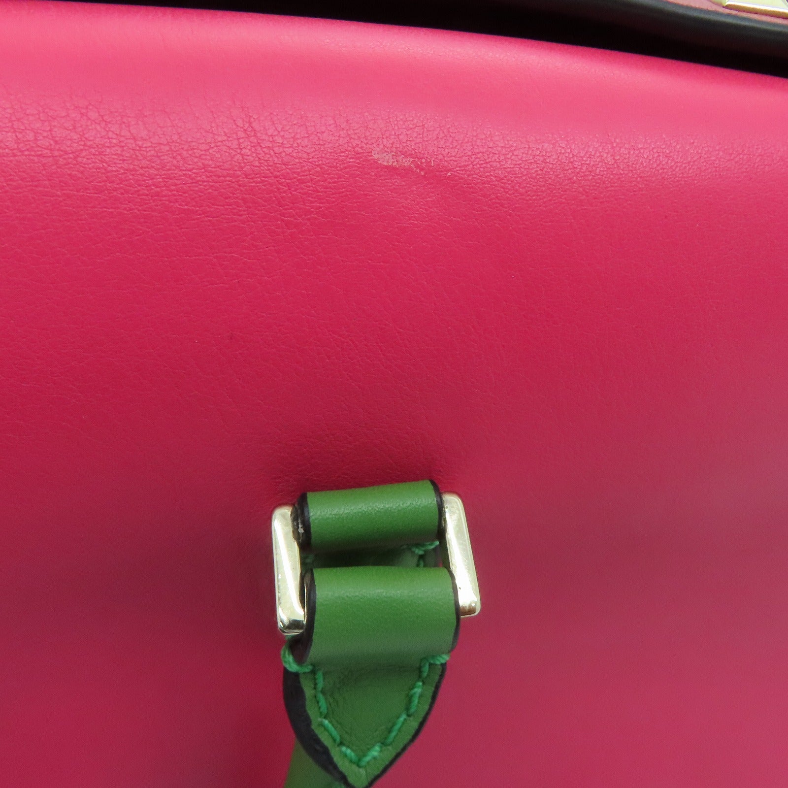 Valentino 牛皮皮革2 Way Shoulder Handbag金扣手挽肩背两用袋红色