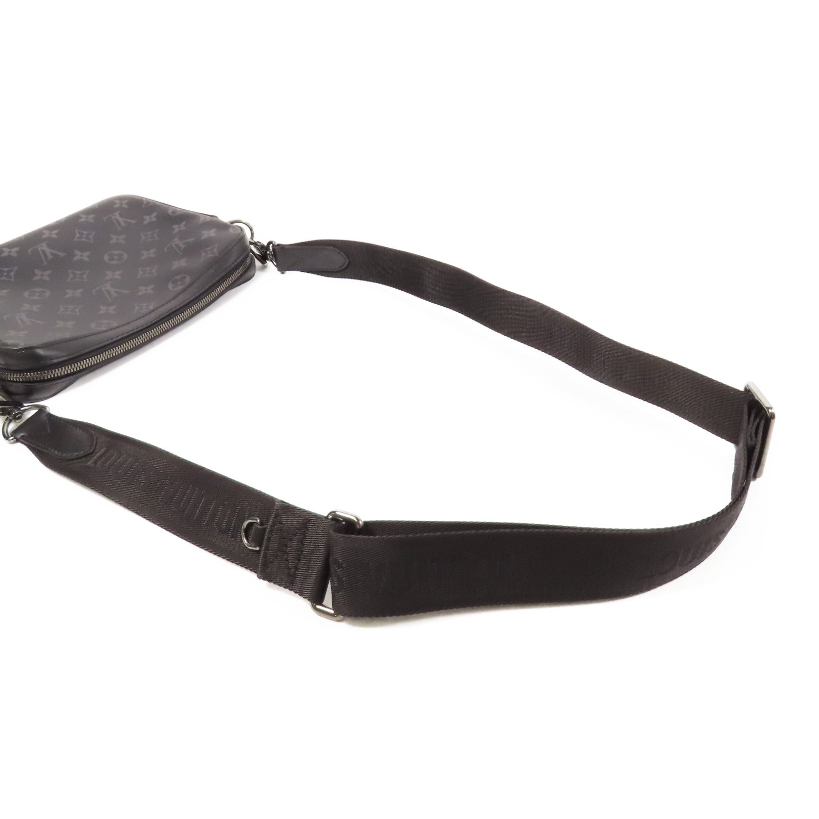 LOUIS VUITTON Monogram Eclipse Reverse Trio Messenger銀扣肩背袋