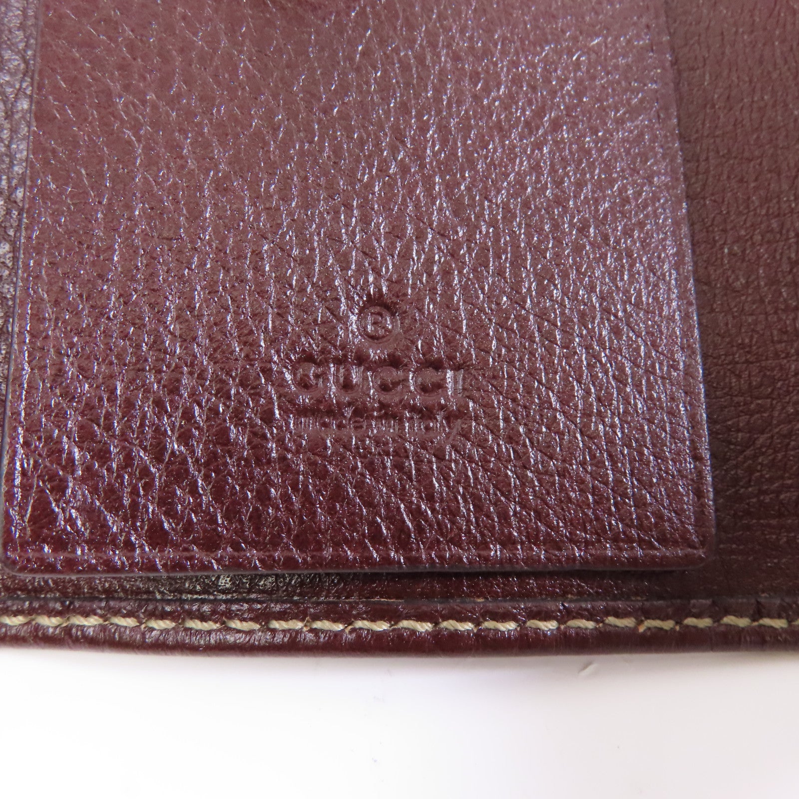 GUCCI (PRICE DOWN) GG SHW Key Case Holder 212177 Calfskin Leather Bordeaux Color