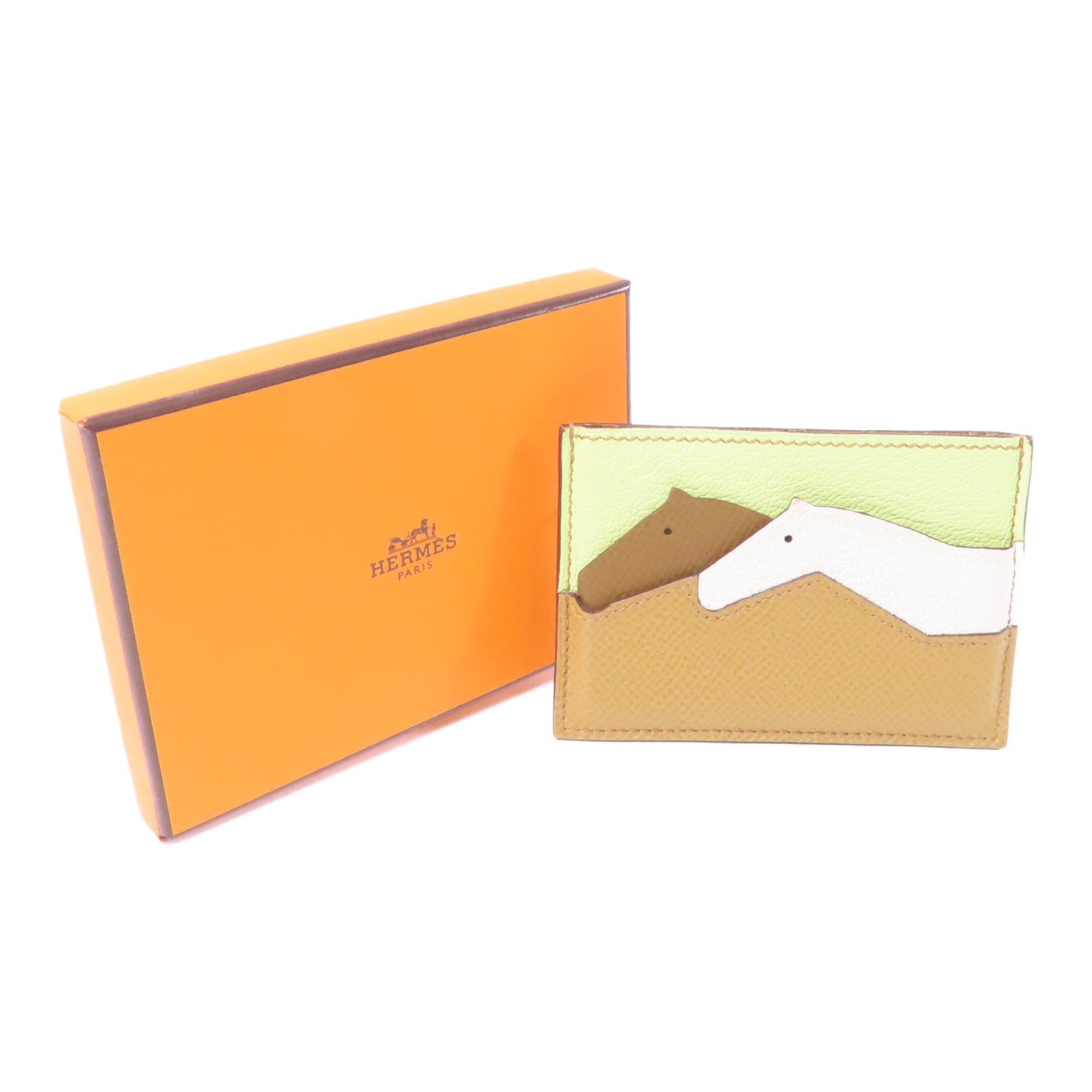 HERMES 【激減優惠】Epsom皮革Les Petits Chevaux卡片套啡色/綠色/白色