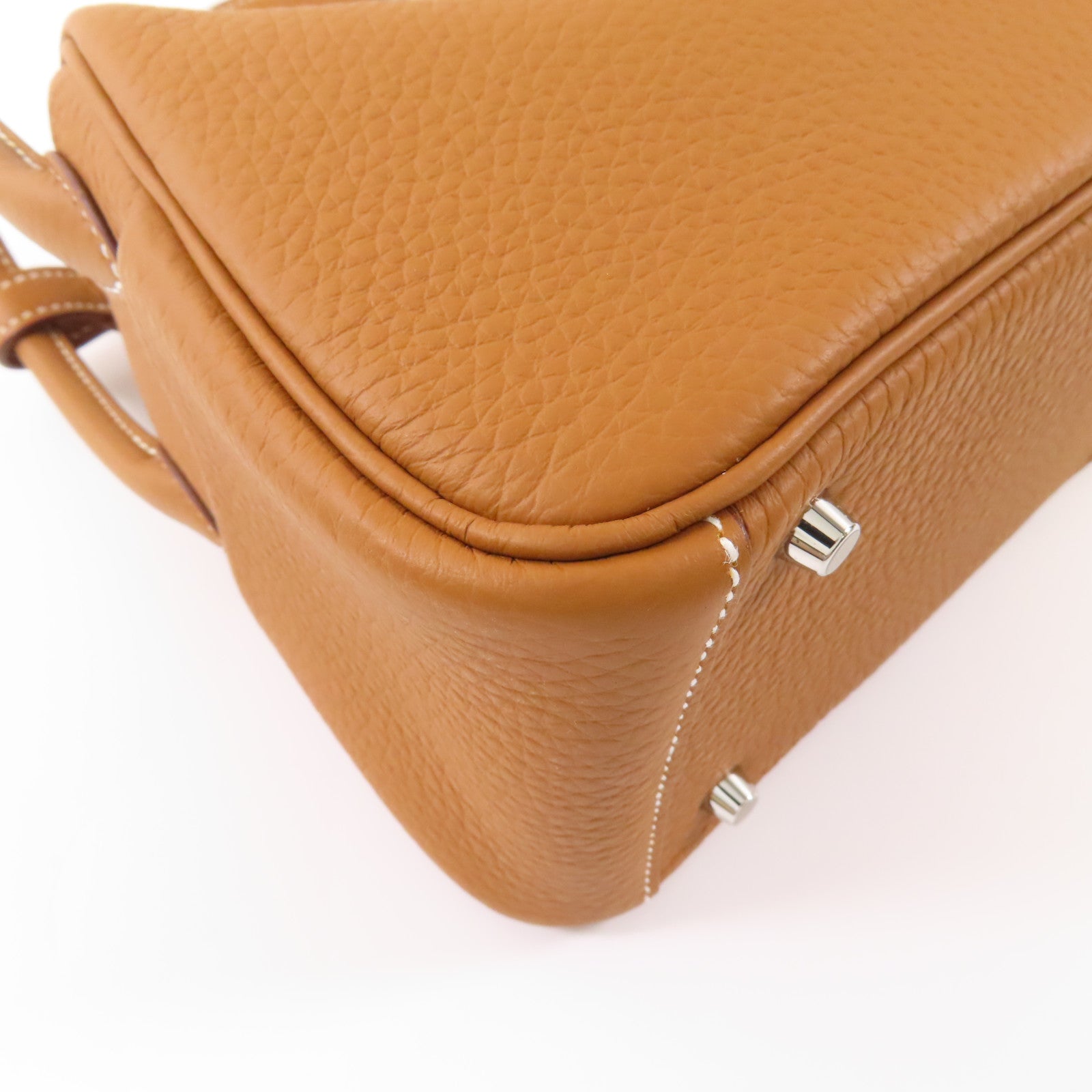 HERMES Clemence皮革Mini Lindy銀扣手挽肩背兩用袋Gold