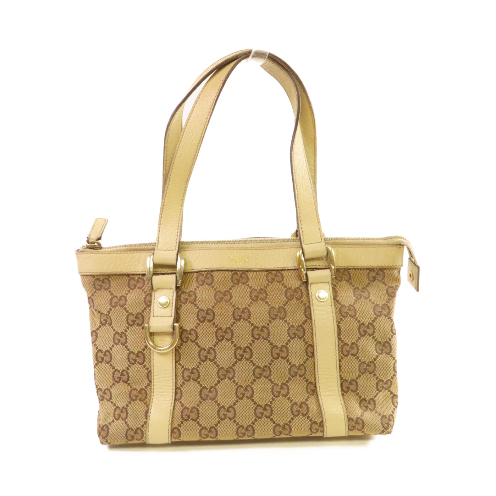 GUCCI GG帆布Shoulder Bag金扣肩背袋啡色/白色