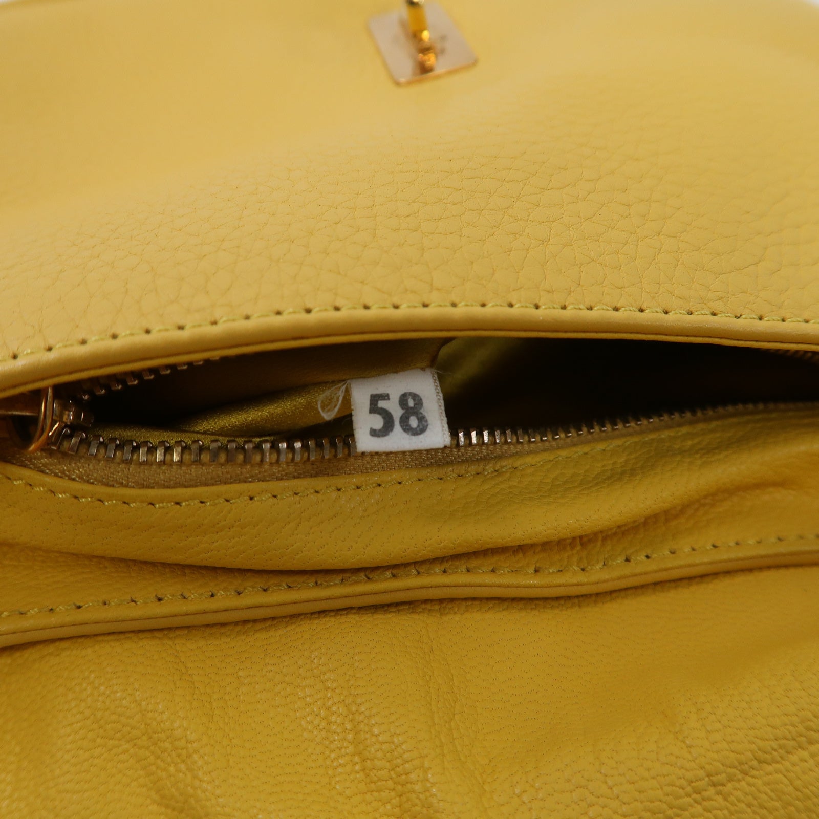 PRADA 牛皮皮革Shoulder Bag金扣鏈帶肩背袋黃色