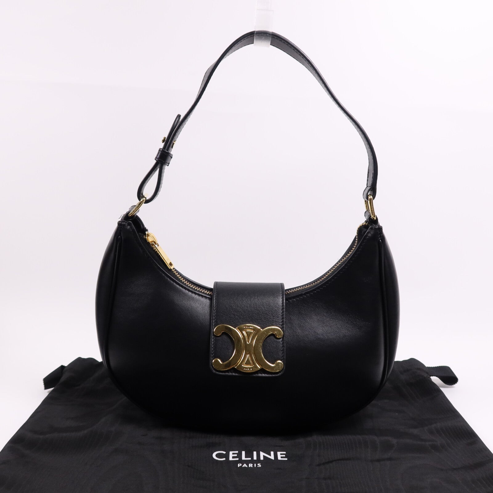 CELINE 牛皮皮革Ava金扣肩背袋