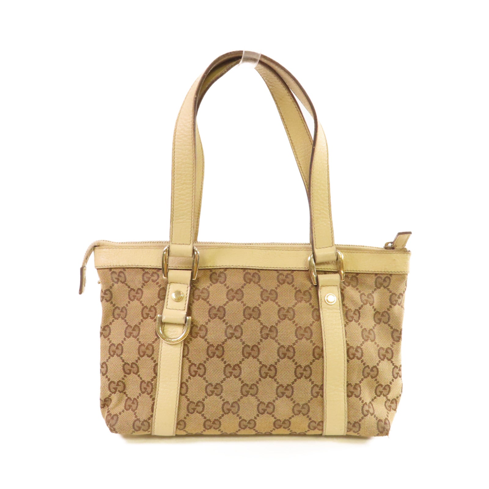 GUCCI GG帆布Shoulder Bag金扣肩背袋啡色/白色