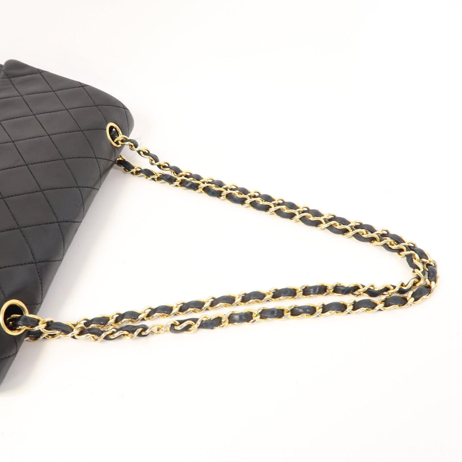 CHANEL 【激減優惠】菱格羊皮皮革Chain Shoulder金扣肩背袋黑色