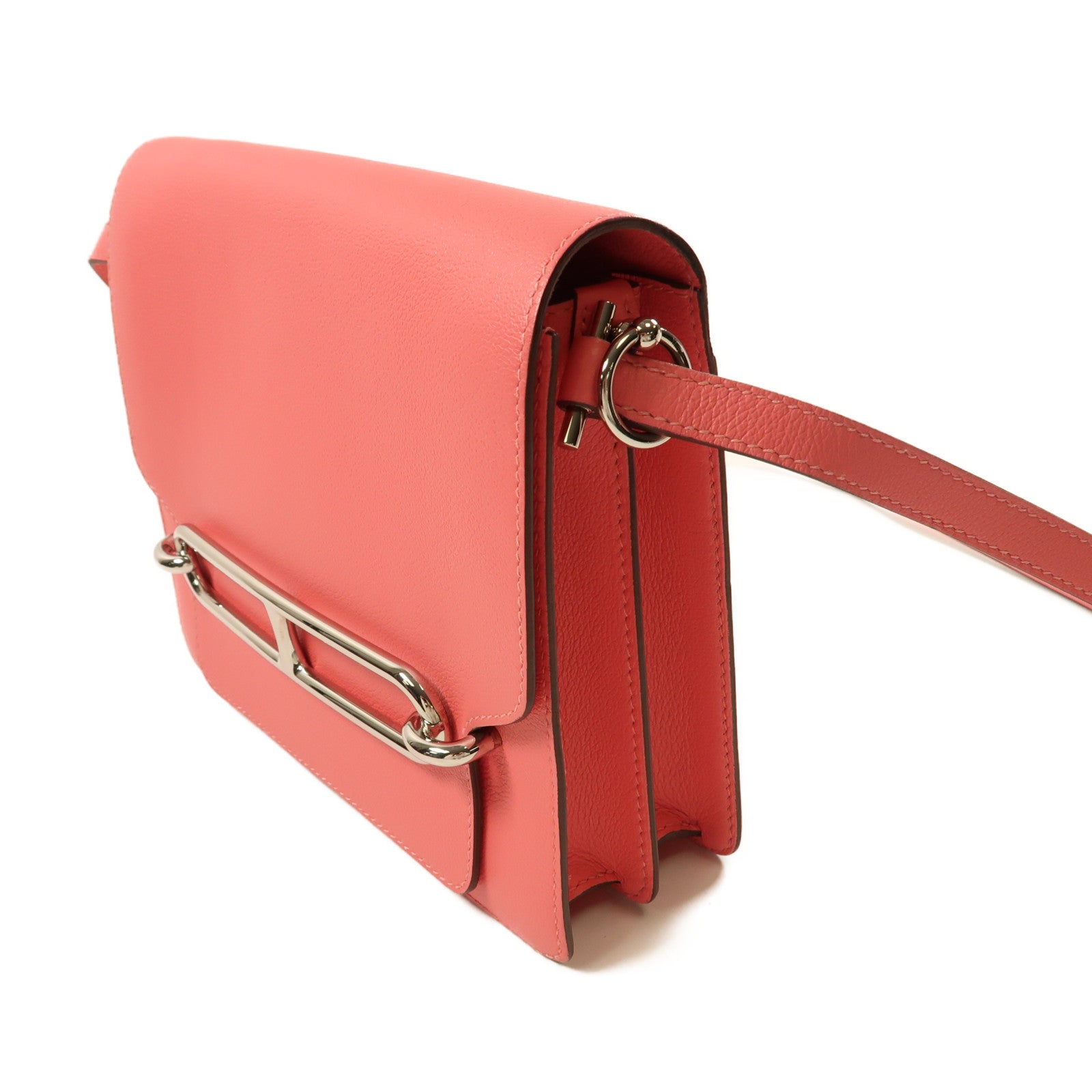 HERMES Evercolor皮革Roulis 23金扣肩背袋Rose Azalee杜鵑粉