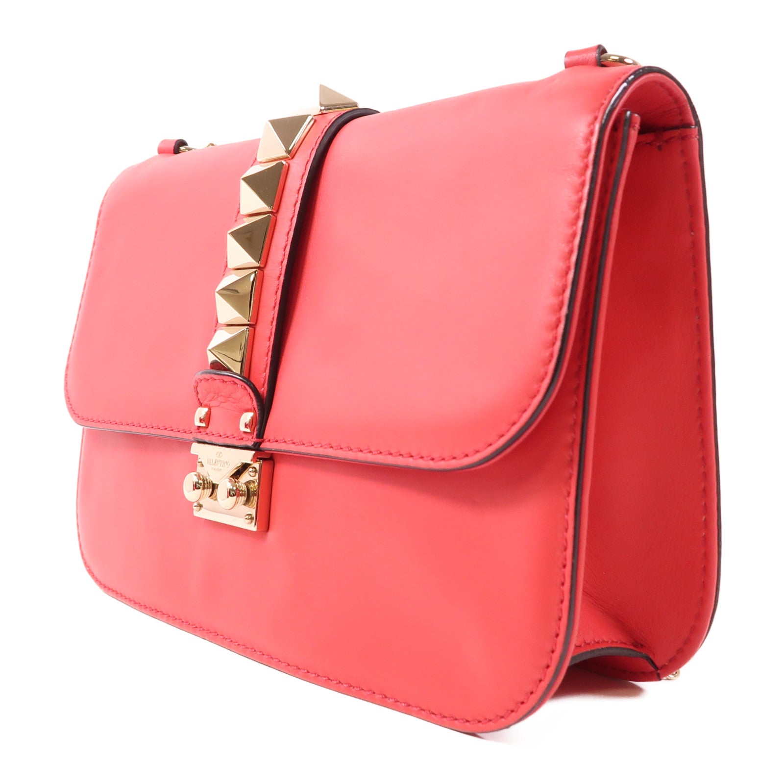 Valentino 牛皮皮革Shoulder Bag金扣鏈帶肩背袋