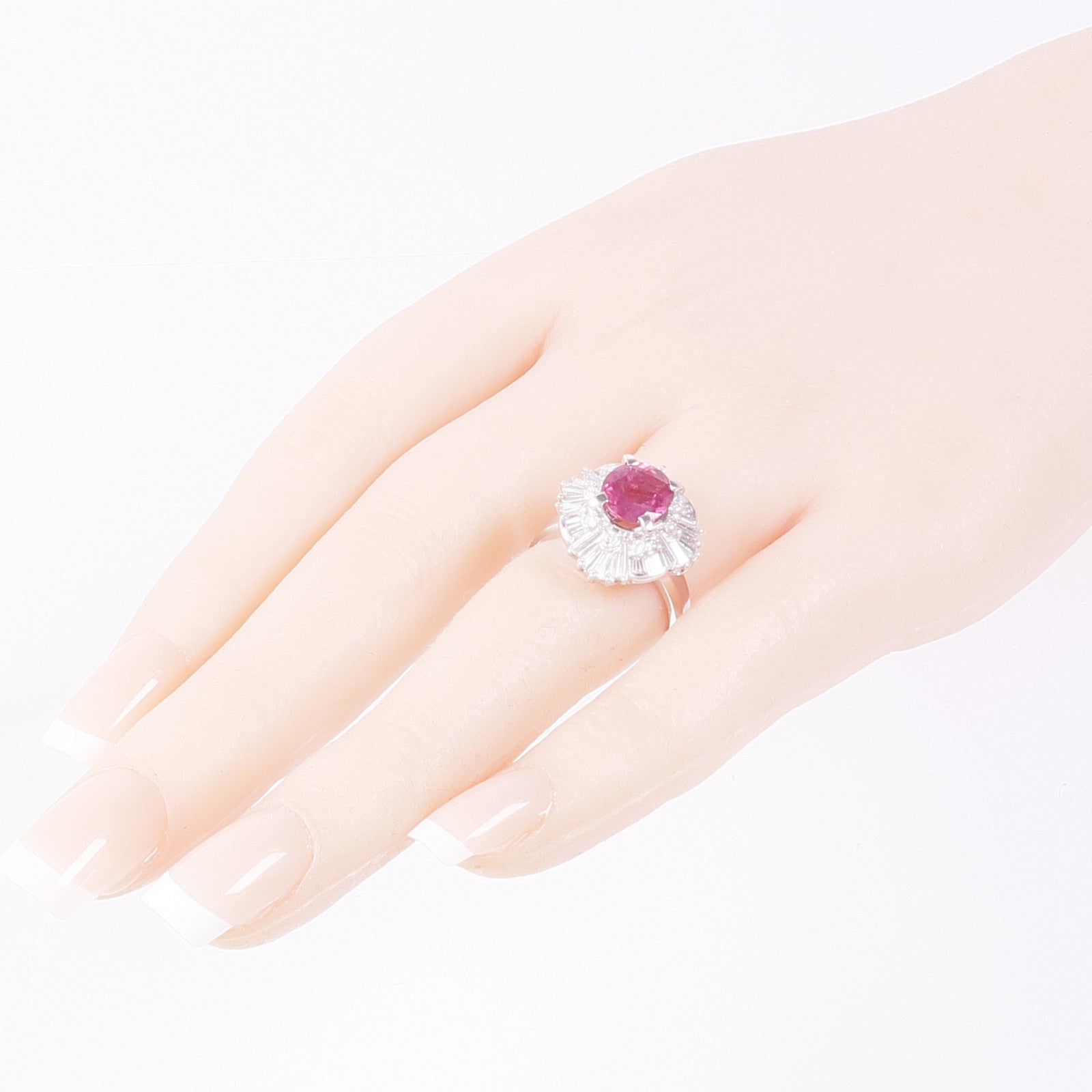 JEWELRY 【激減優惠】PT900鉑金Ruby/Diamond Ring紅寶石/鑽石戒指US#6.25