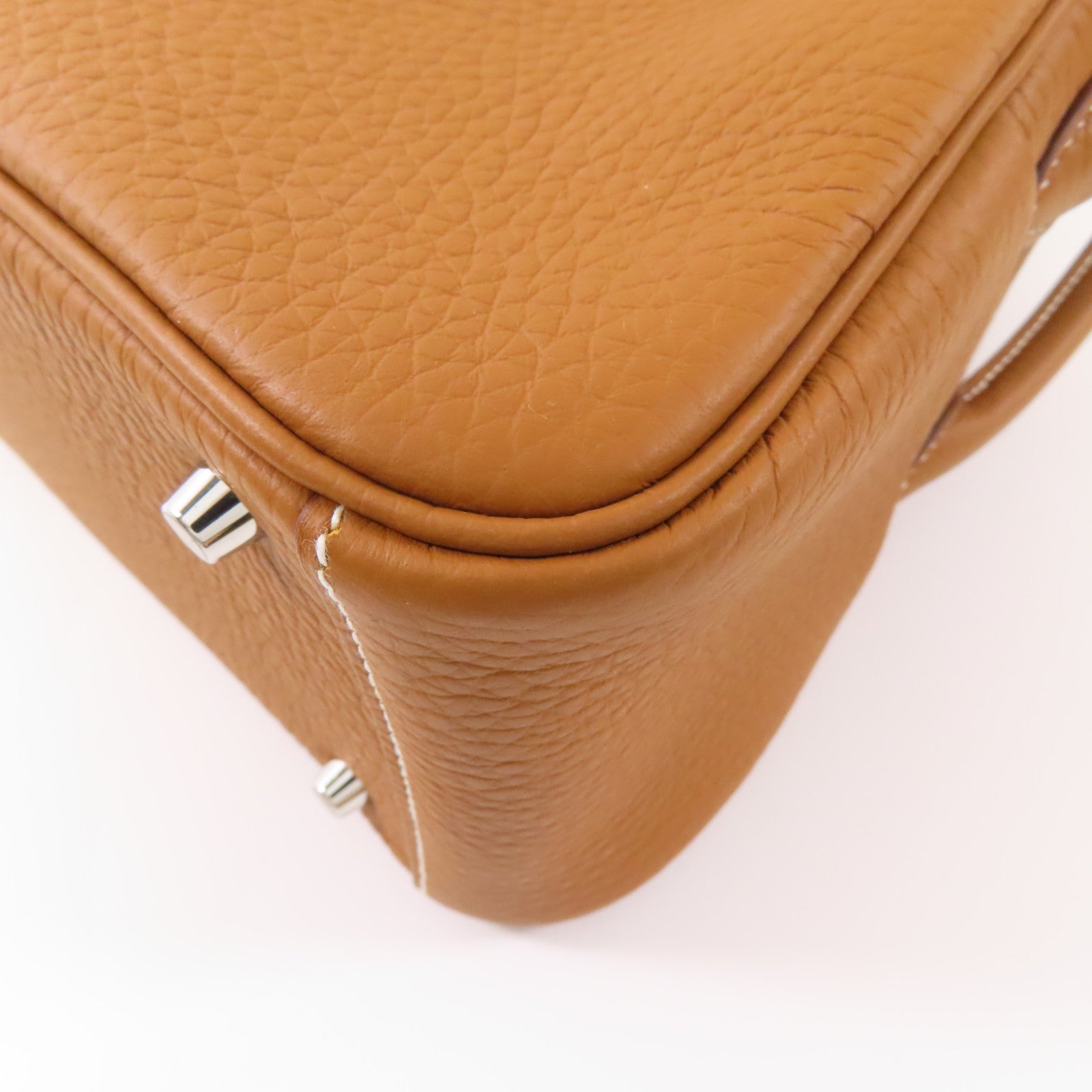 HERMES Clemence皮革Mini Lindy銀扣手挽肩背兩用袋Gold