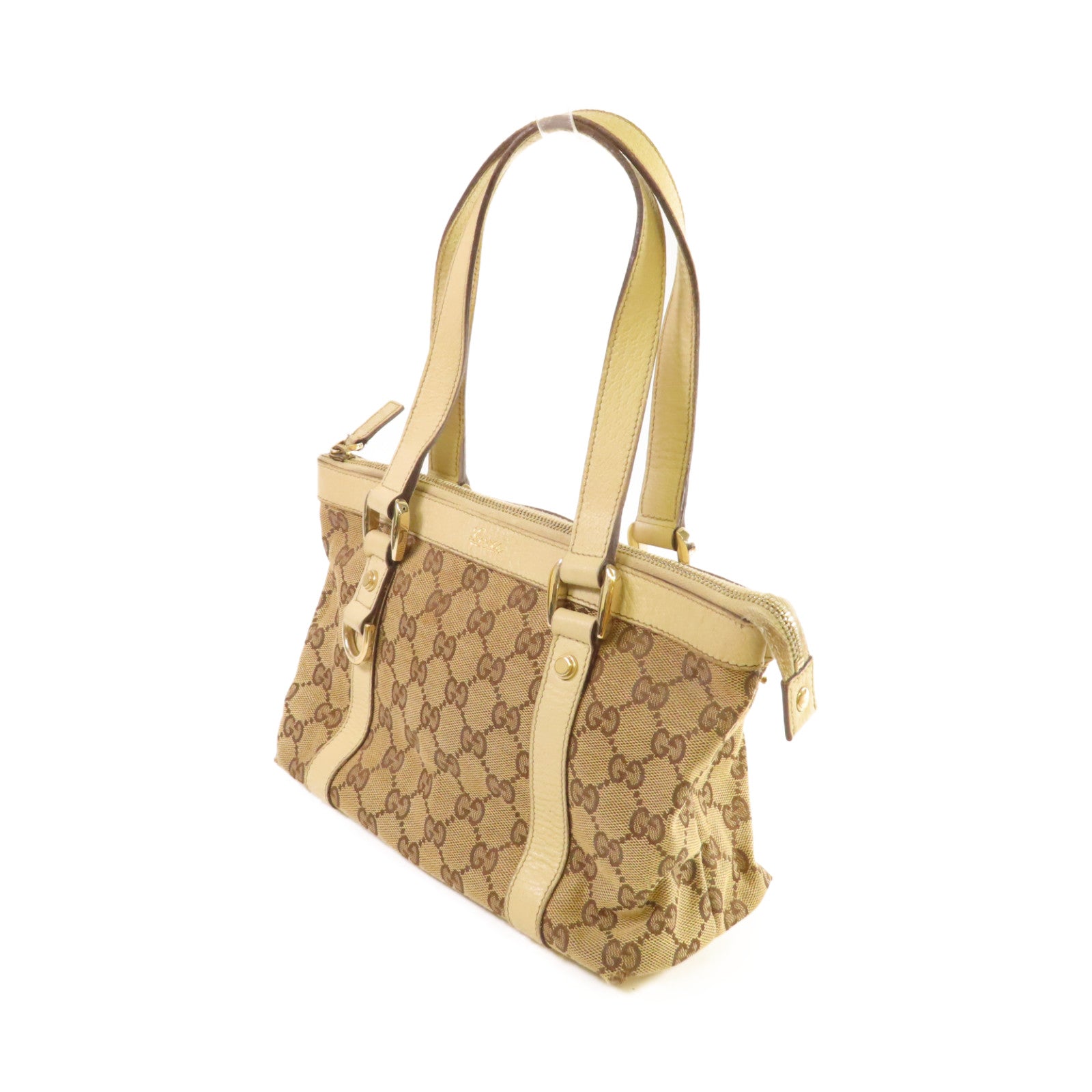 GUCCI GG帆布Shoulder Bag金扣肩背袋啡色/白色