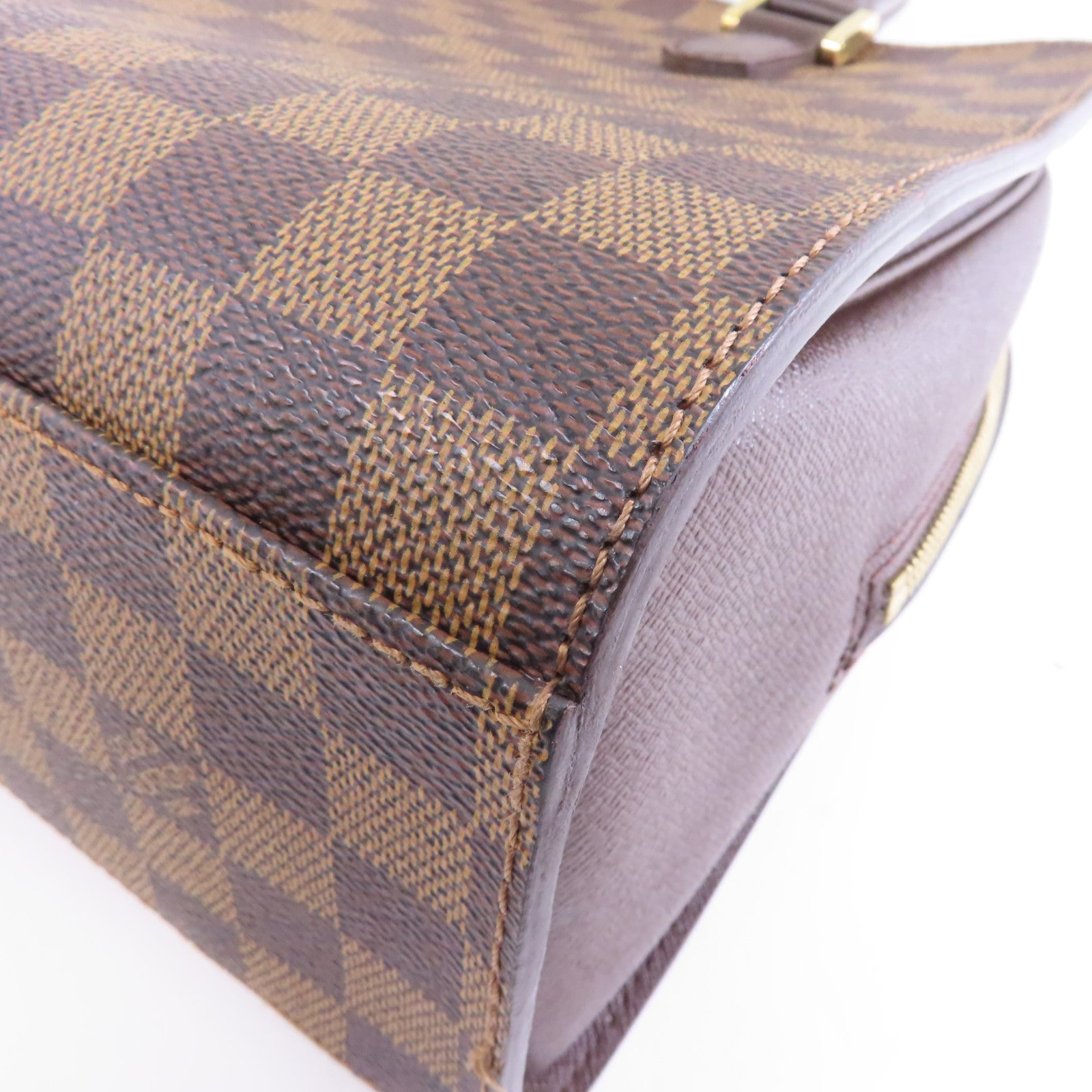 LOUIS VUITTON Damier Ebene Trinan金扣手挽袋啡色