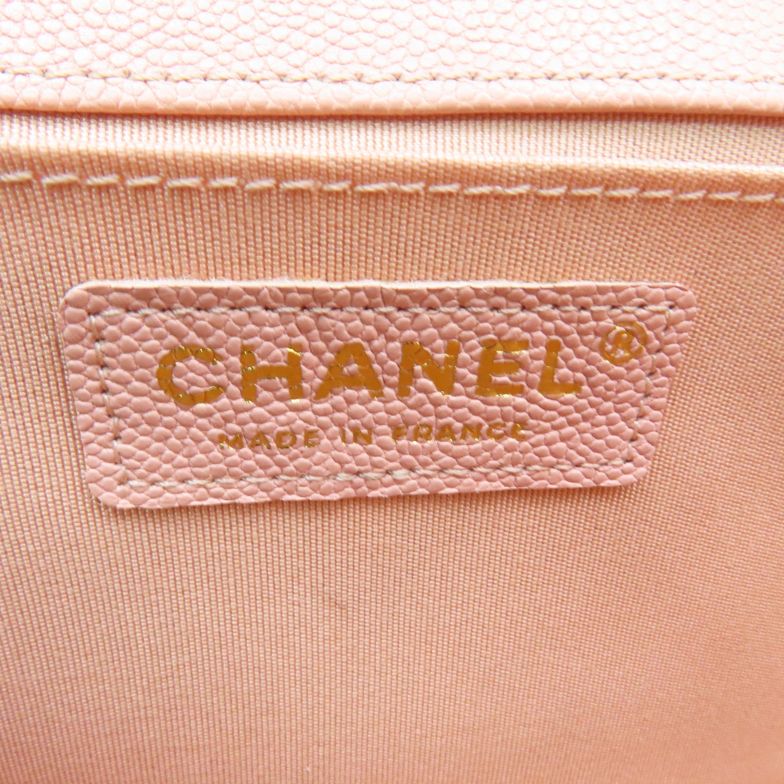 CHANEL **【激減優惠】菱格Caviar皮革Boy Chanel金扣鏈帶肩背袋粉紅色