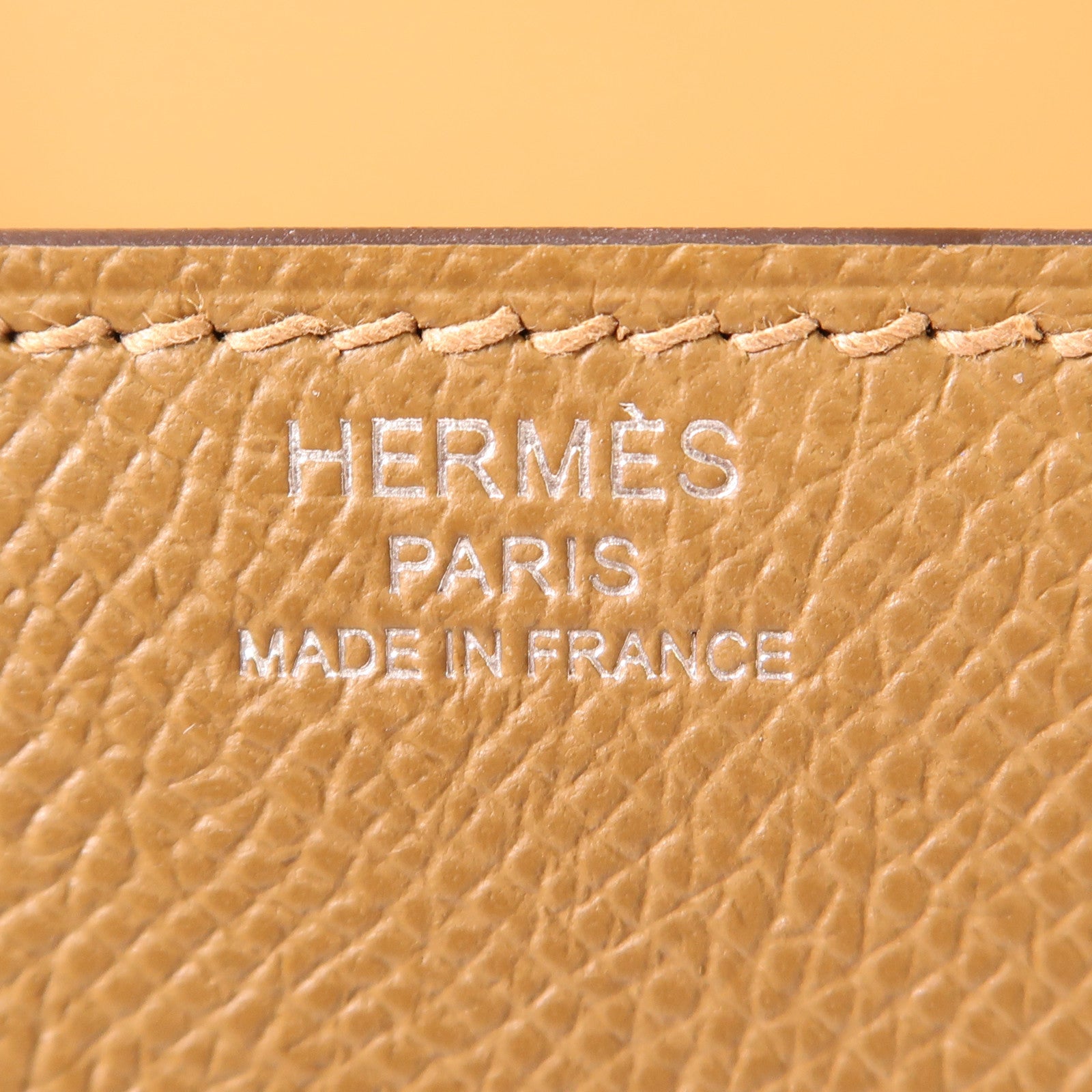 HERMES Epsom皮革Della Cavaller銀扣肩背袋37 Gold