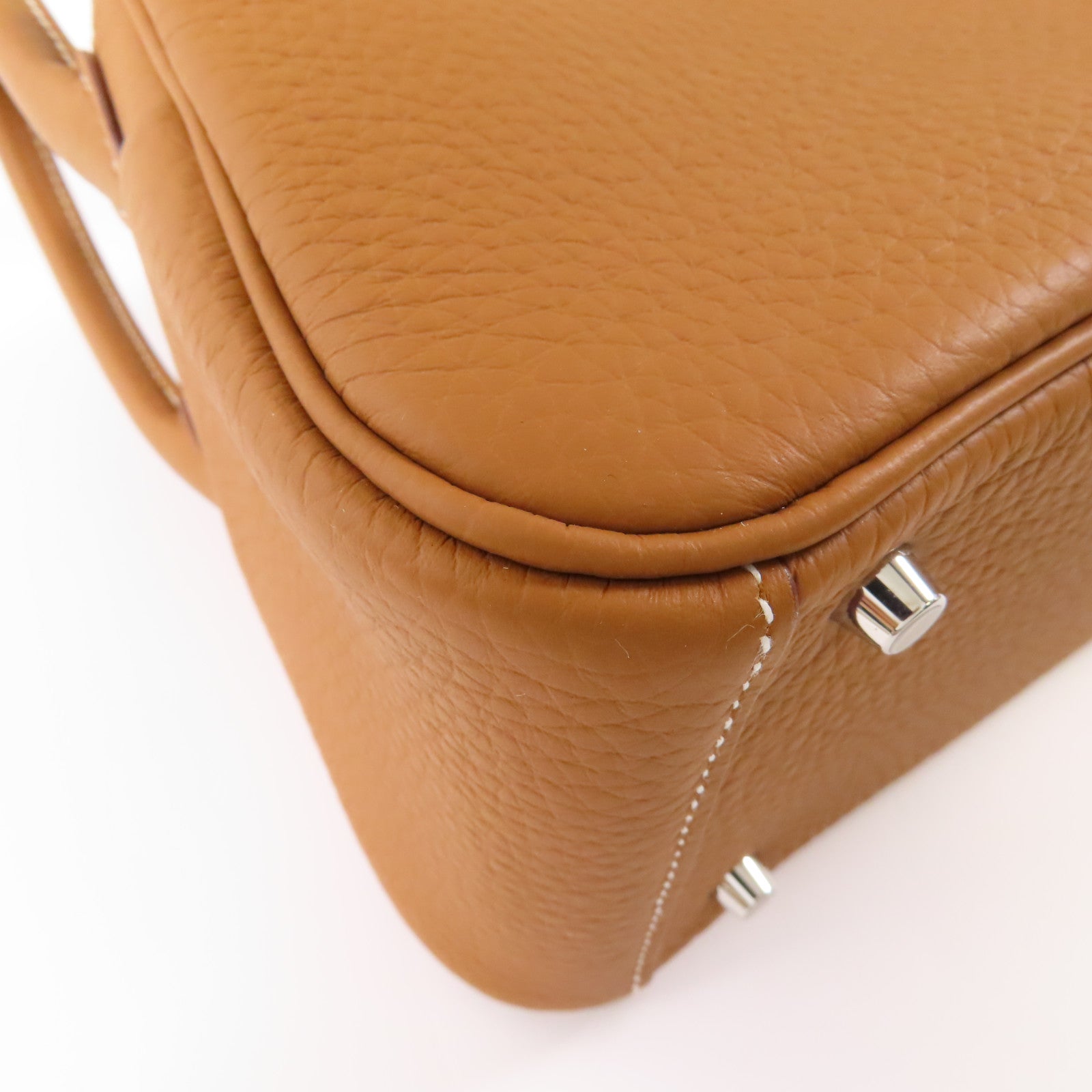 HERMES Clemence皮革Mini Lindy銀扣手挽肩背兩用袋Gold