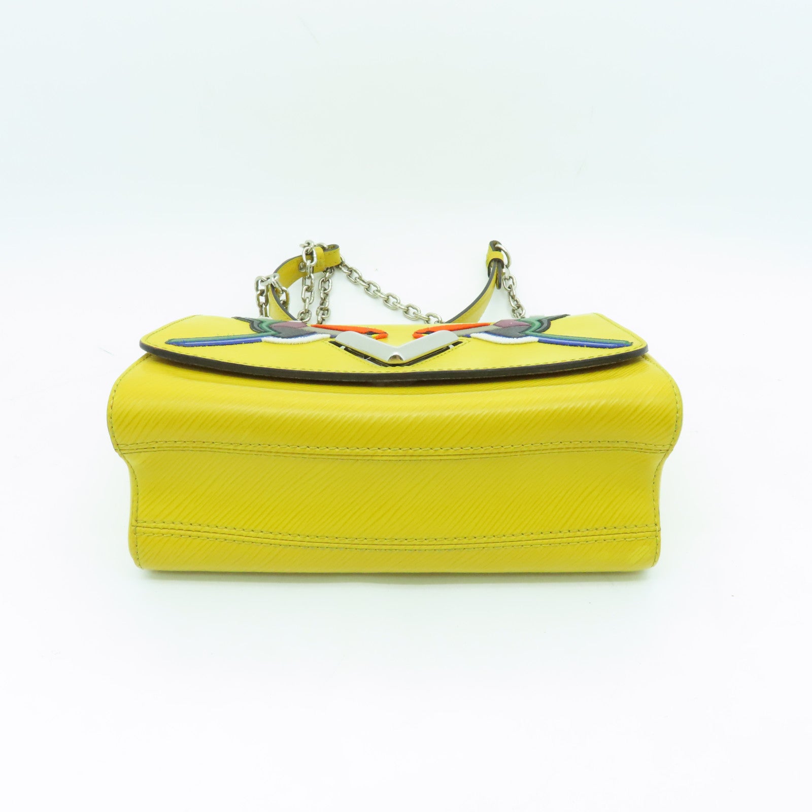 LOUIS VUITTON Epi Twist MM silver buckle chain shoulder bag yellow