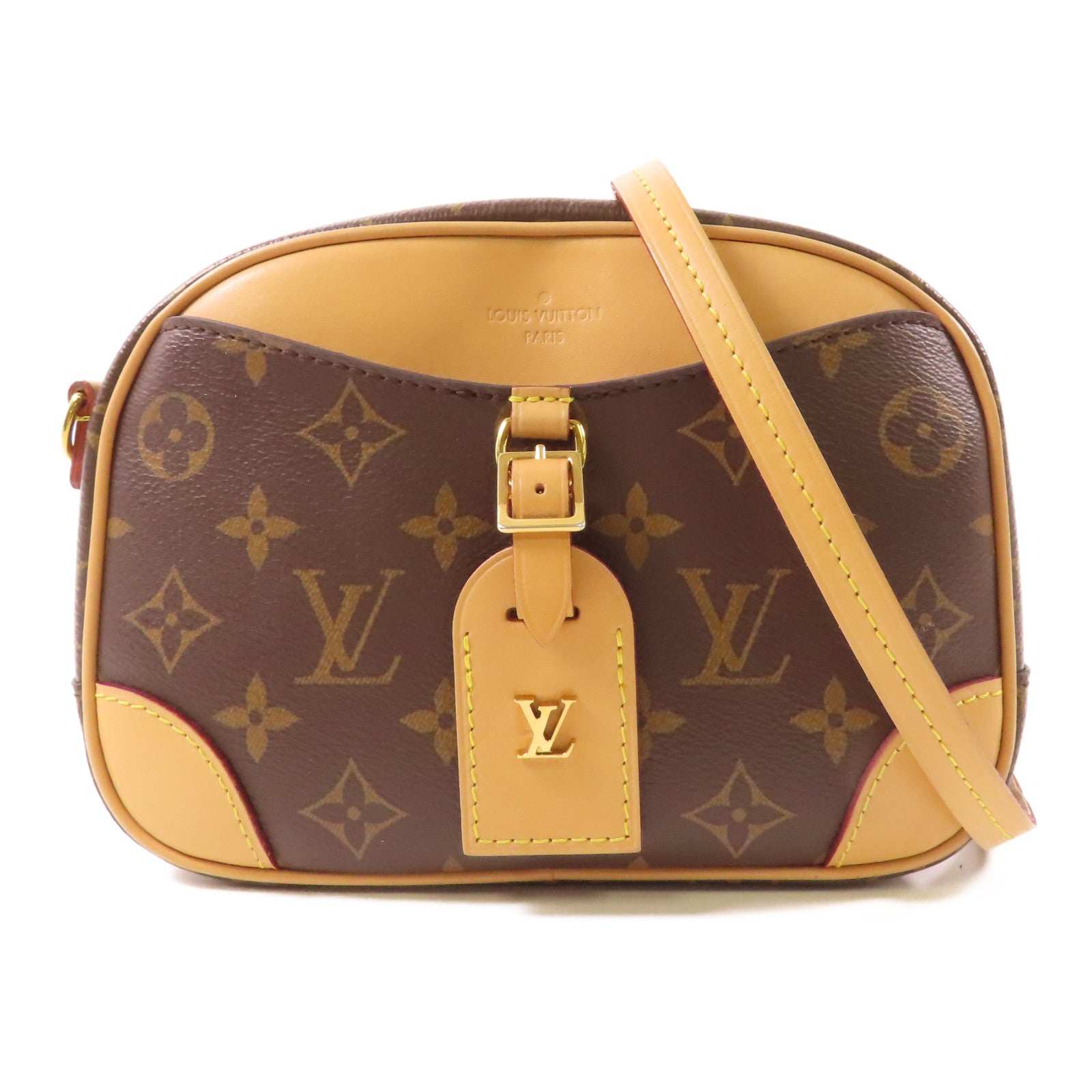 LOUIS VUITTON Monogram Deauville Mini金扣肩背袋棕色