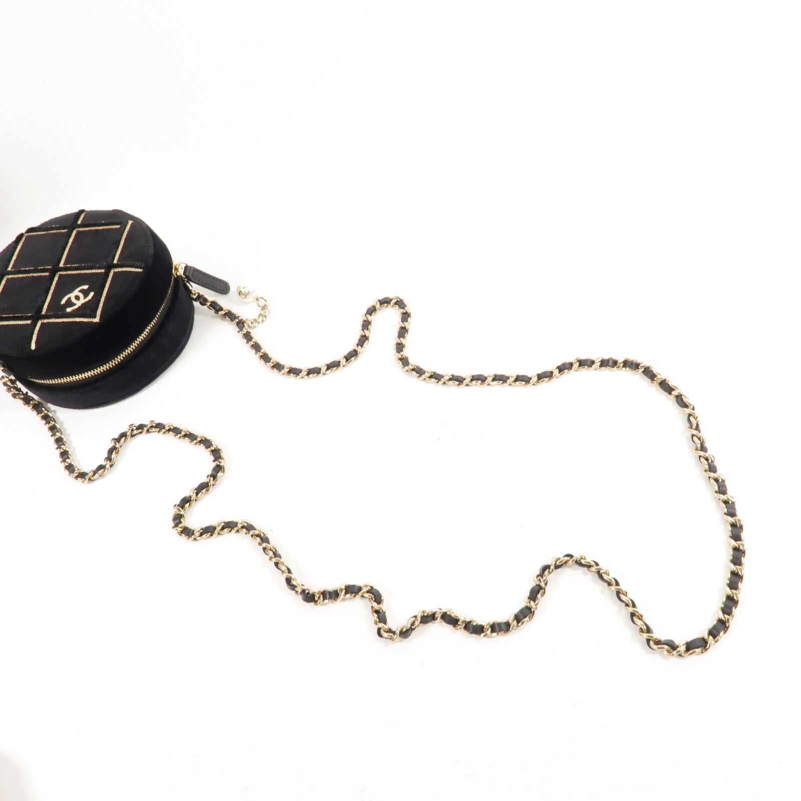 CHANEL 天鵝絨Round Vanity Case肩背袋