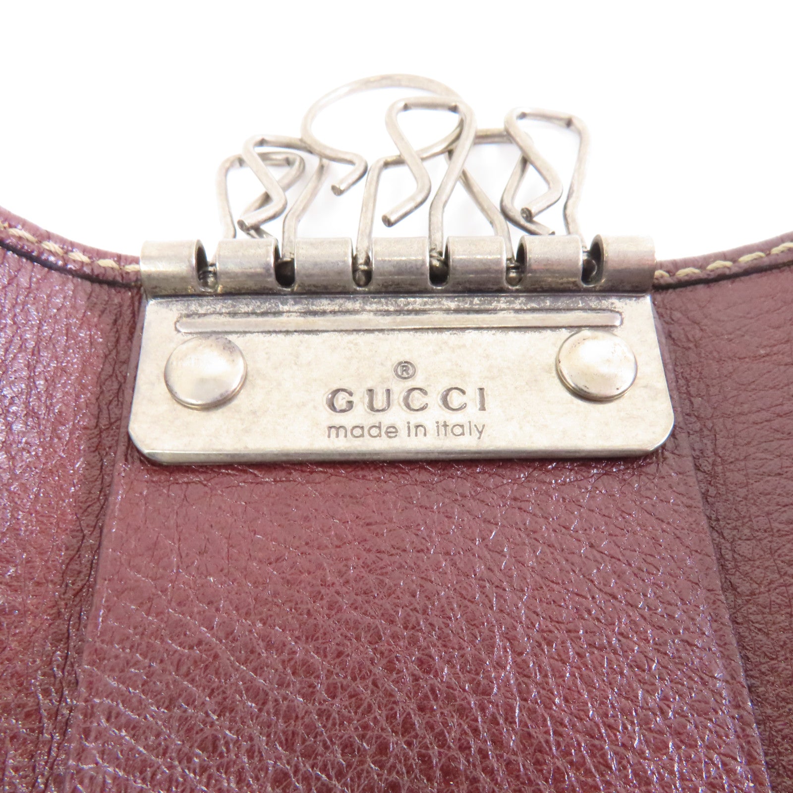 GUCCI (PRICE DOWN) GG SHW Key Case Holder 212177 Calfskin Leather Bordeaux Color