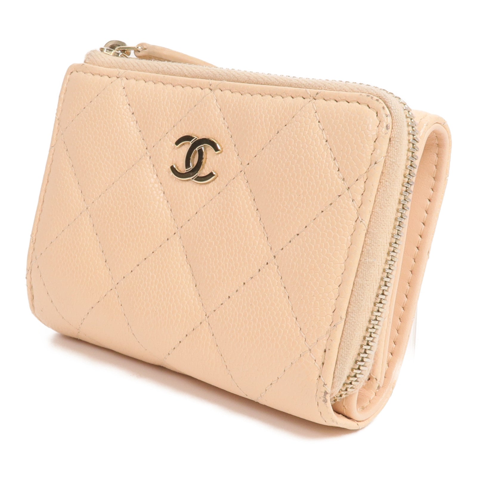 CHANEL 牛皮皮革Zipper Compact Wallet錢包
