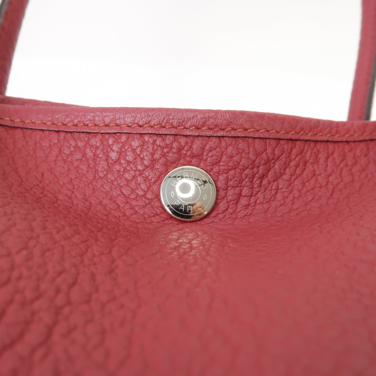 HERMES 【激減優惠】Negonda皮革GardenParty PM Large Tote Bag銀扣手挽袋Rubis/紅寶石紫紅色
