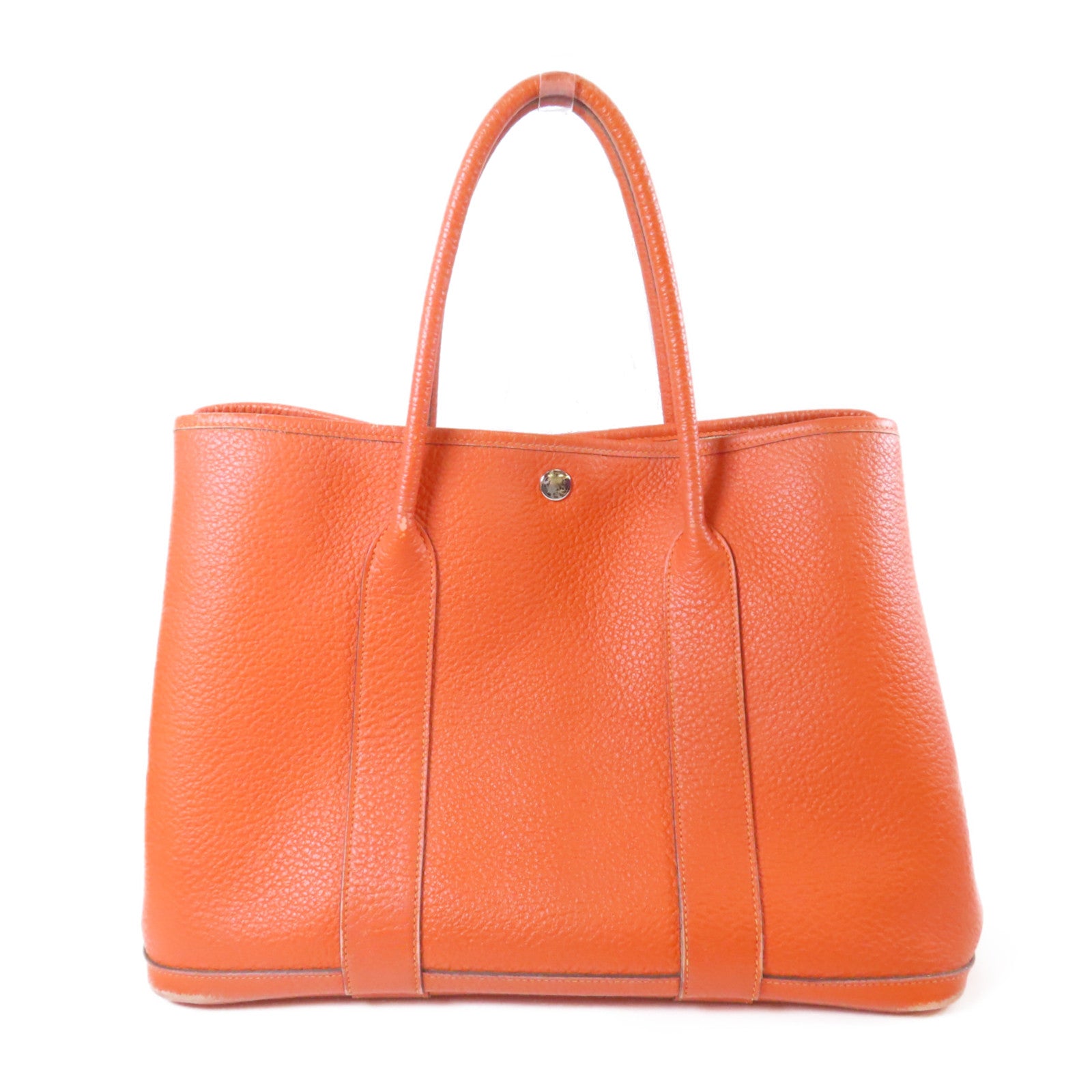 HERMES 【激減優惠】Country皮革Garden Party PM銀扣手挽袋橙色