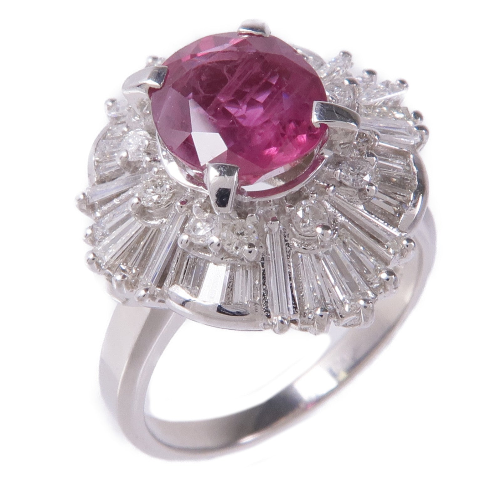 JEWELRY 【激減優惠】PT900鉑金Ruby/Diamond Ring紅寶石/鑽石戒指US#6.25
