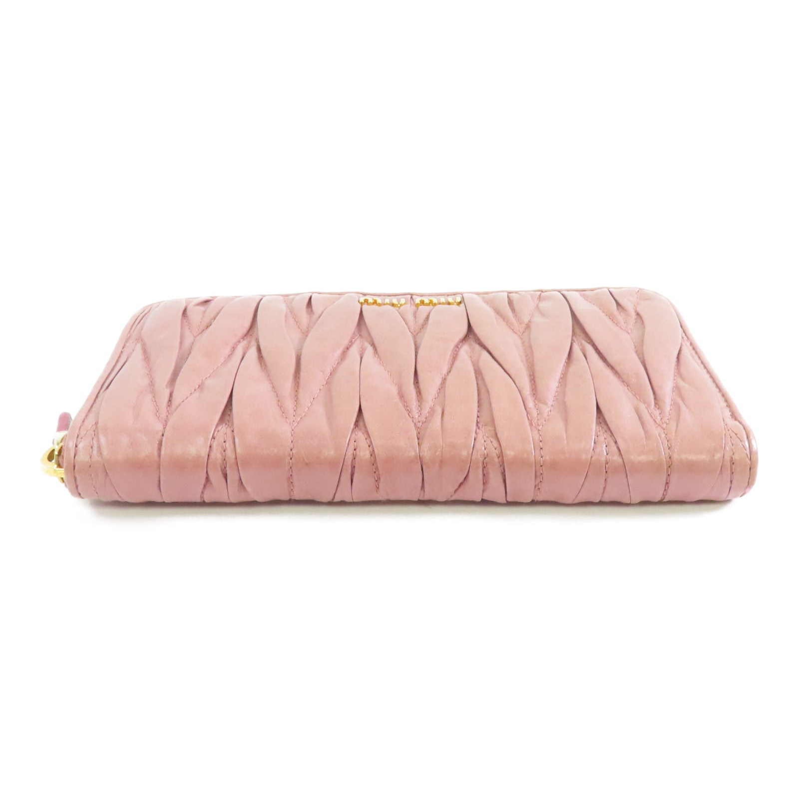 Miu Miu 牛皮皮革Long Wallet金扣長錢包粉紅色