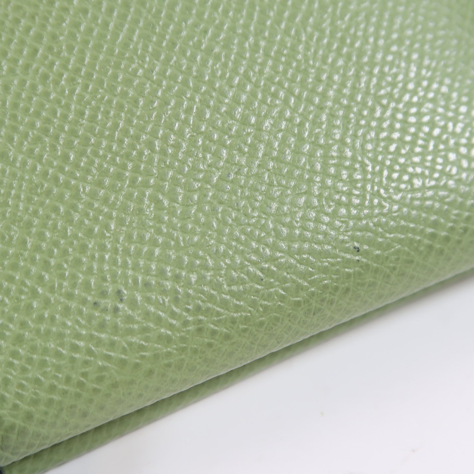 HERMES Epsom皮革Calvi Duo銀扣卡片套Vert Criquet綠色