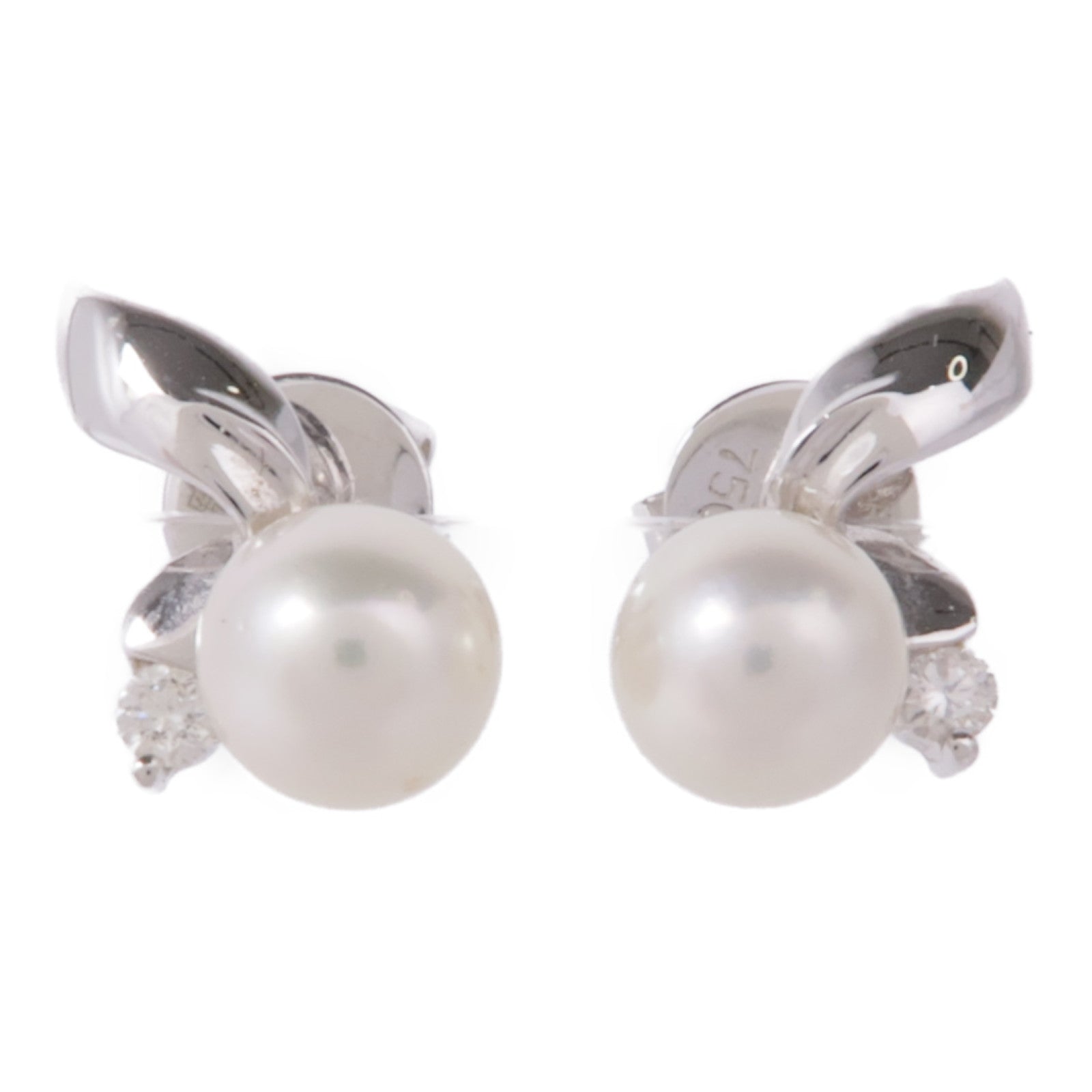JEWELRY Pearl Diamond Earrings 18K White Gold