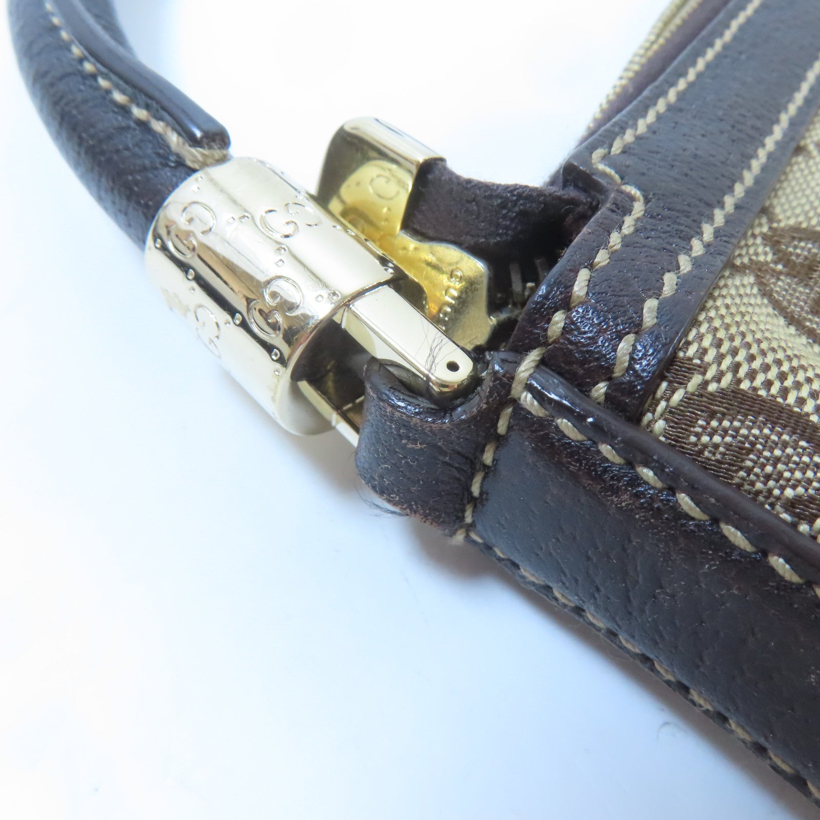 GUCCI 帆布Shoulder Bag金扣肩背袋啡色