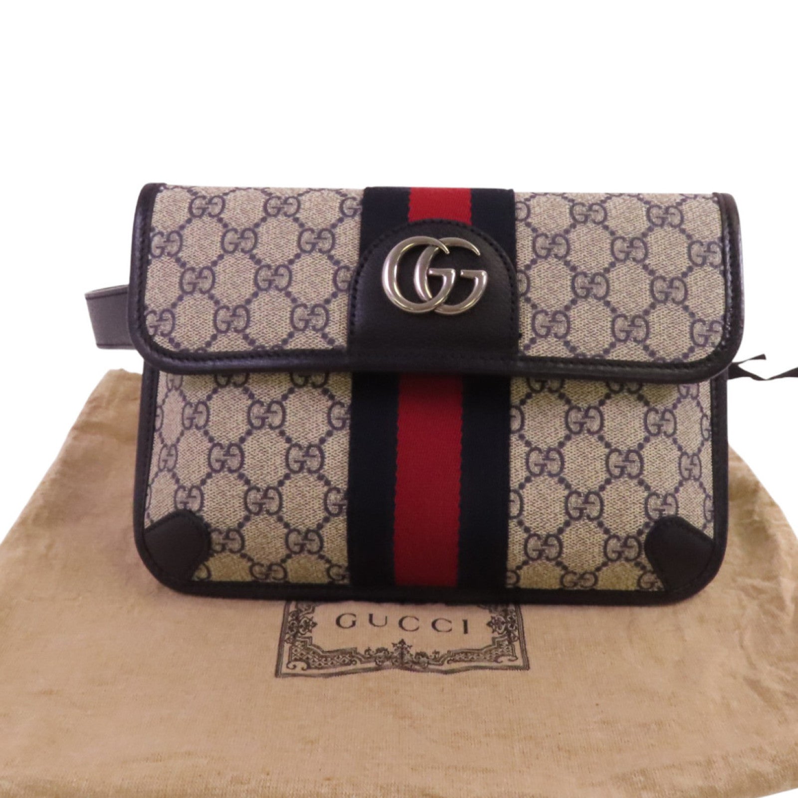 GUCCI 塗層帆布Ophidia GG Supreme銀扣腰包