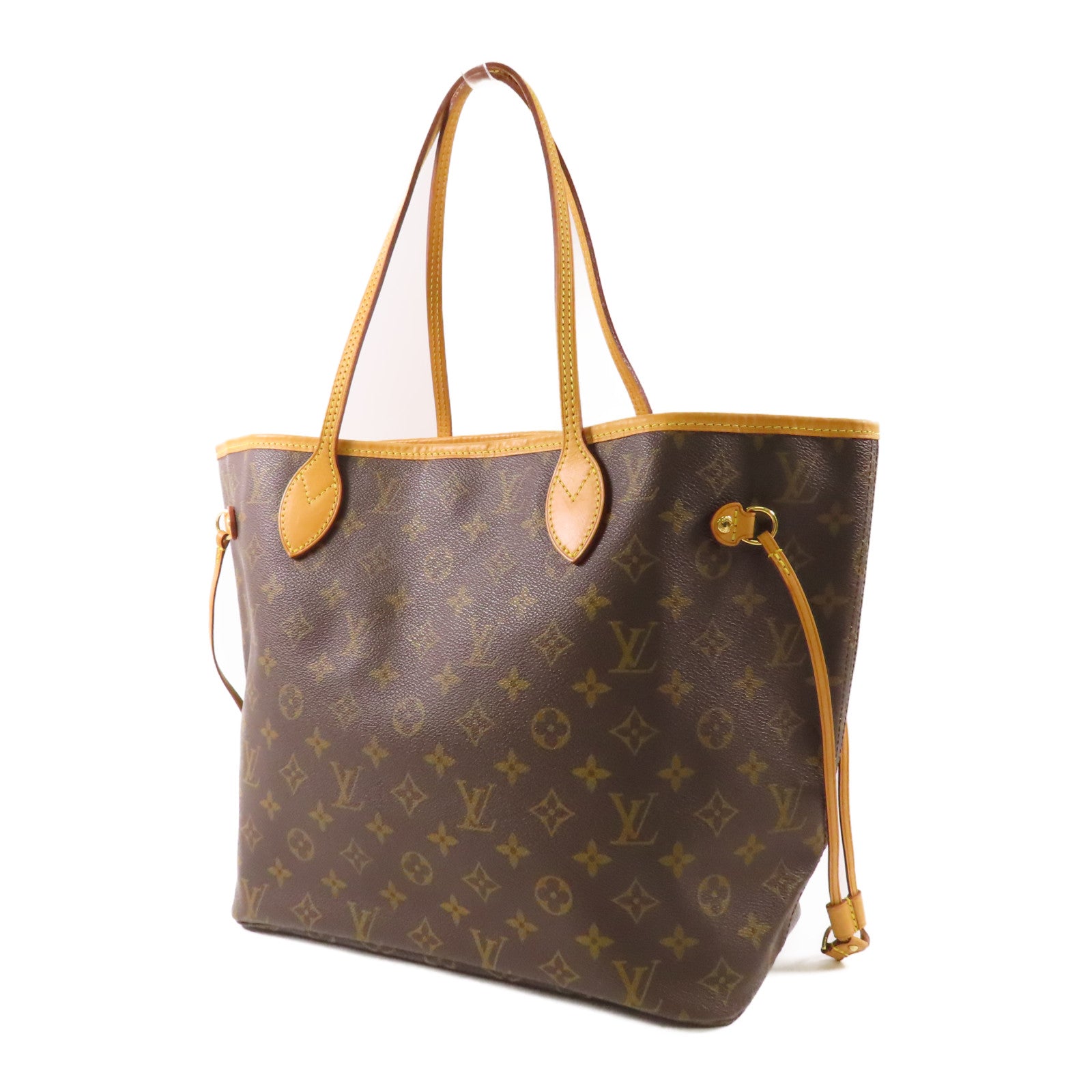 LOUIS VUITTON Monogram Neverfull MM金扣手挽袋