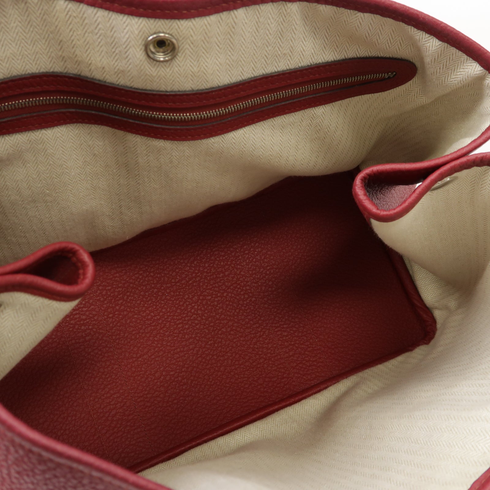 HERMES 【激減優惠】Negonda皮革GardenParty PM Large Tote Bag銀扣手挽袋Rubis/紅寶石紫紅色