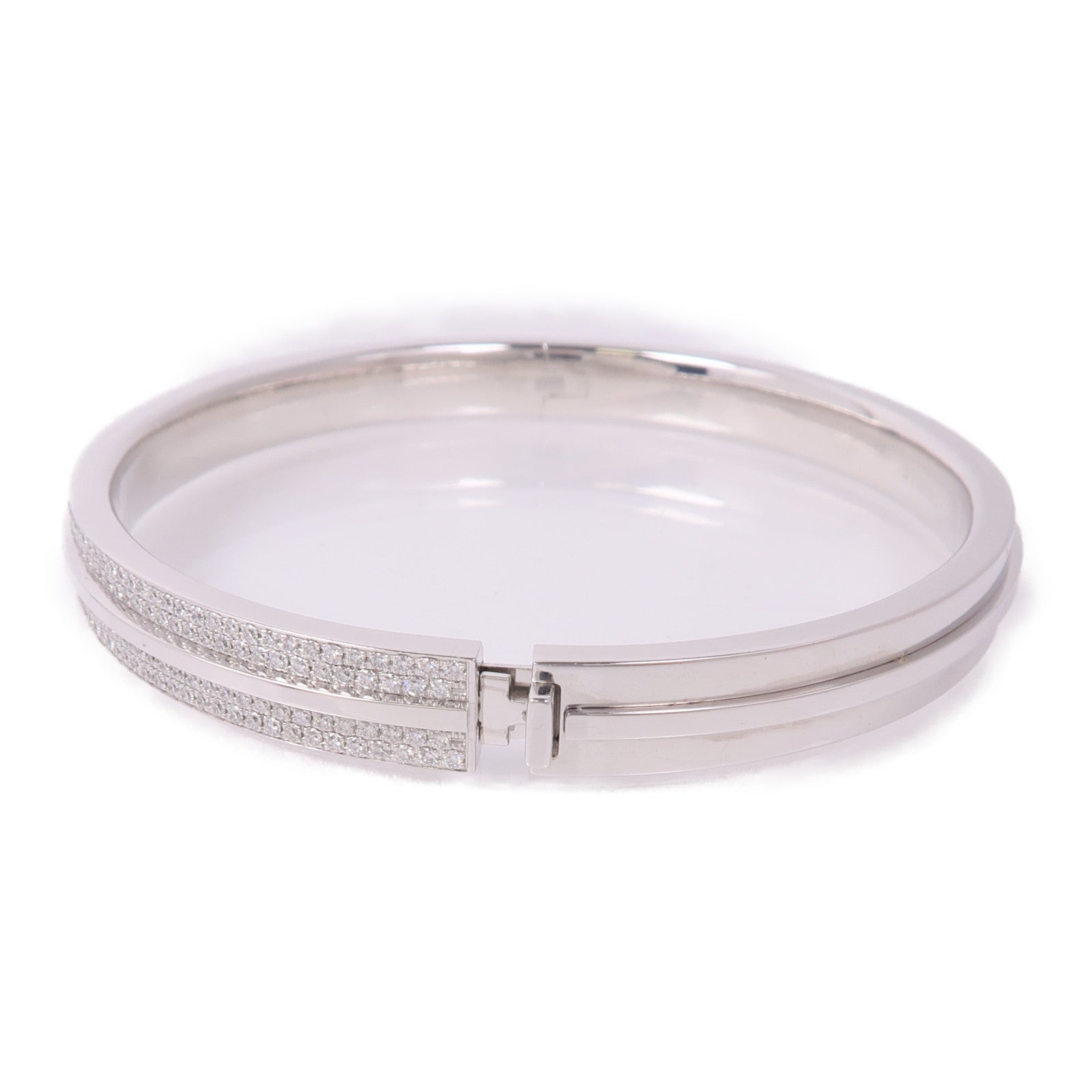 TIFFANY＆CO 18K白金T Pave Diamond Hinged Bangle鑽石手鐲