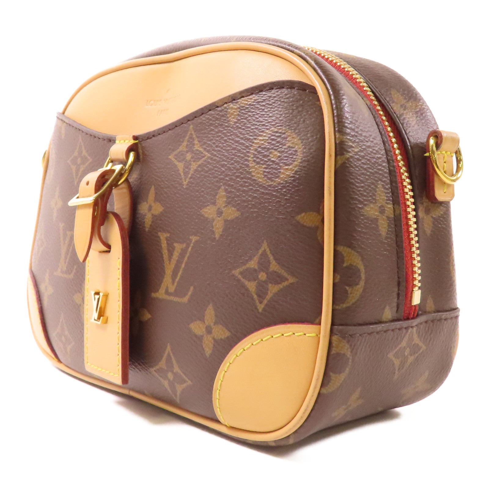 LOUIS VUITTON Monogram Deauville Mini金扣肩背袋棕色