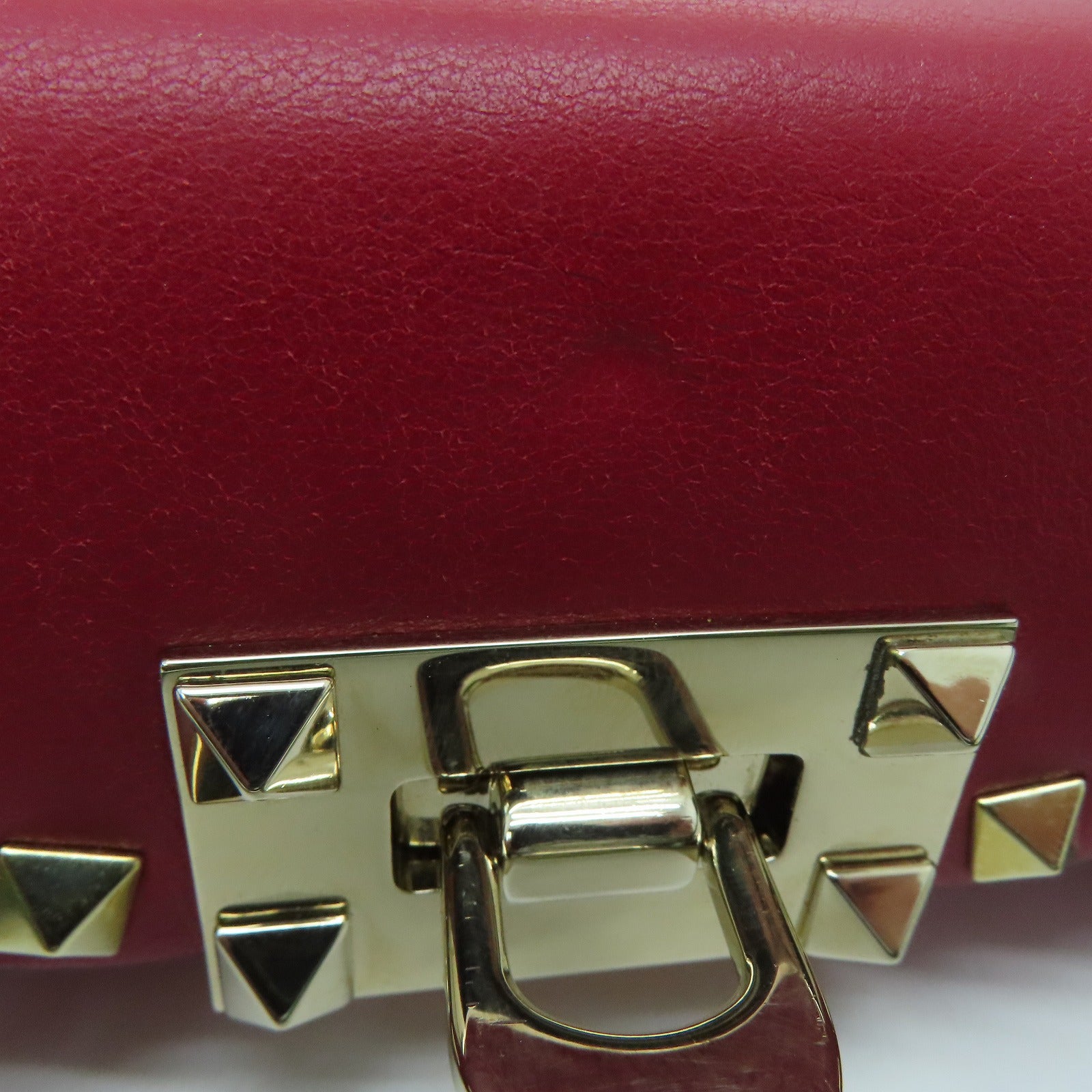 Valentino 牛皮皮革2 Way Shoulder Handbag金扣手挽肩背两用袋红色