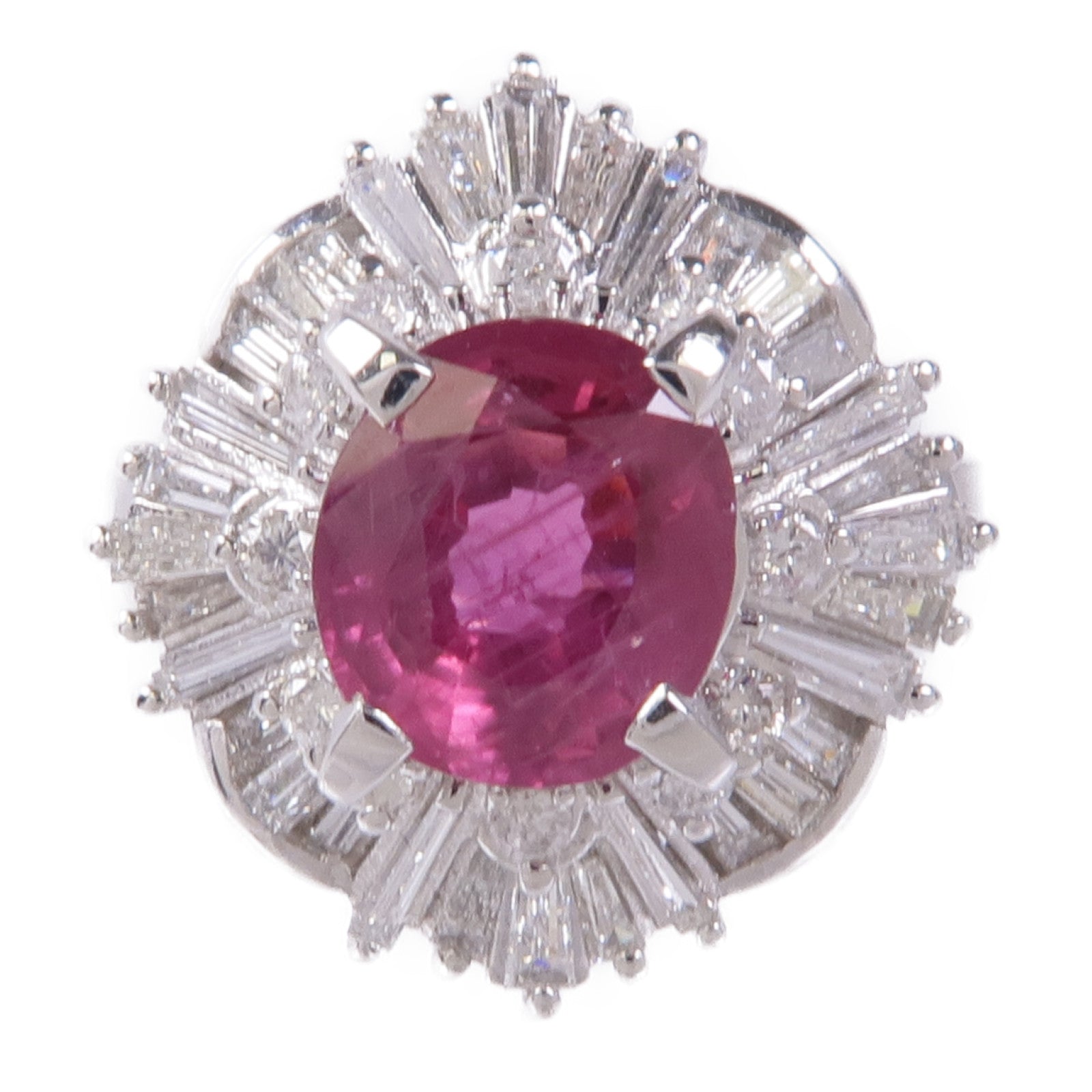 JEWELRY 【激減優惠】PT900鉑金Ruby/Diamond Ring紅寶石/鑽石戒指US#6.25