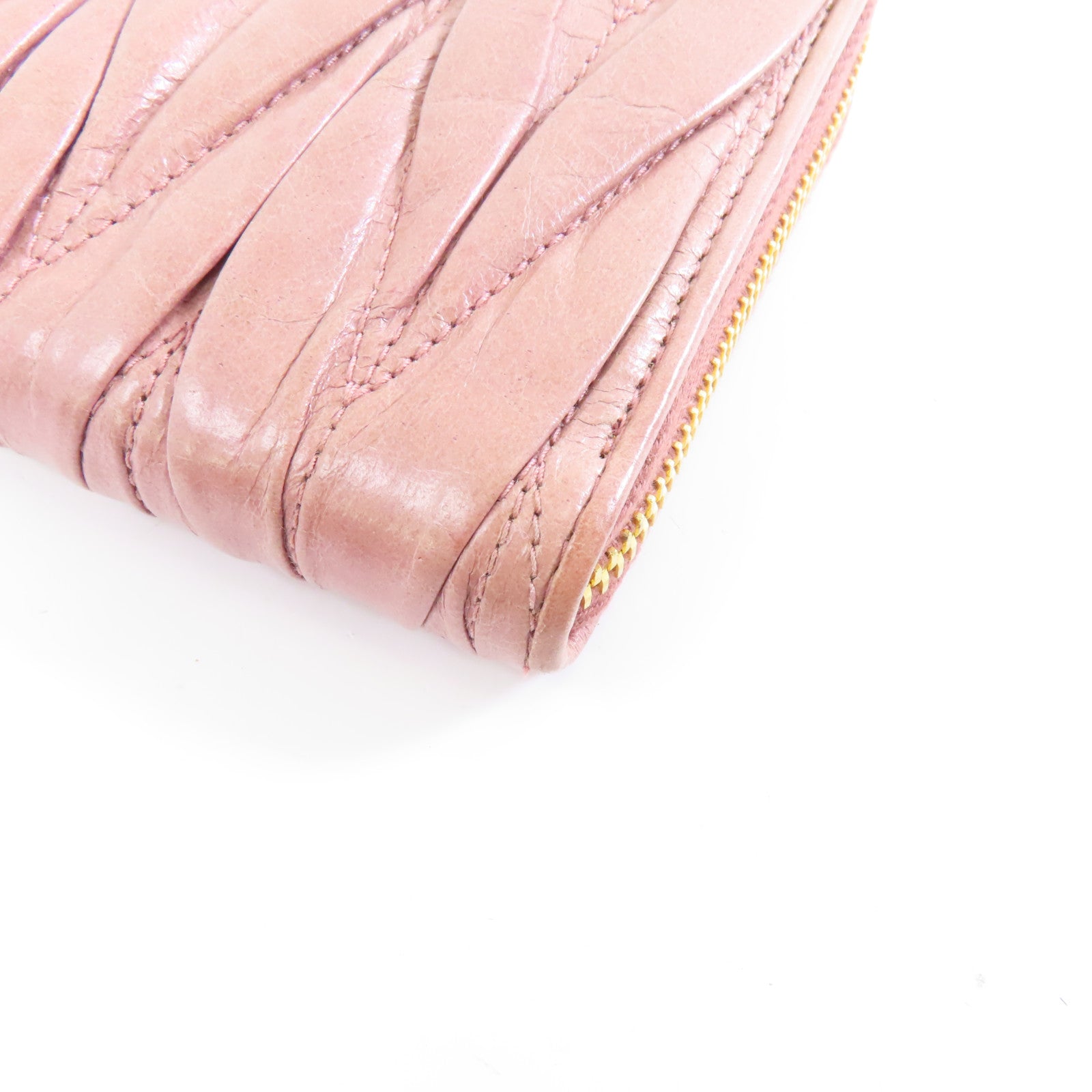 Miu Miu 牛皮皮革Long Wallet金扣長錢包粉紅色