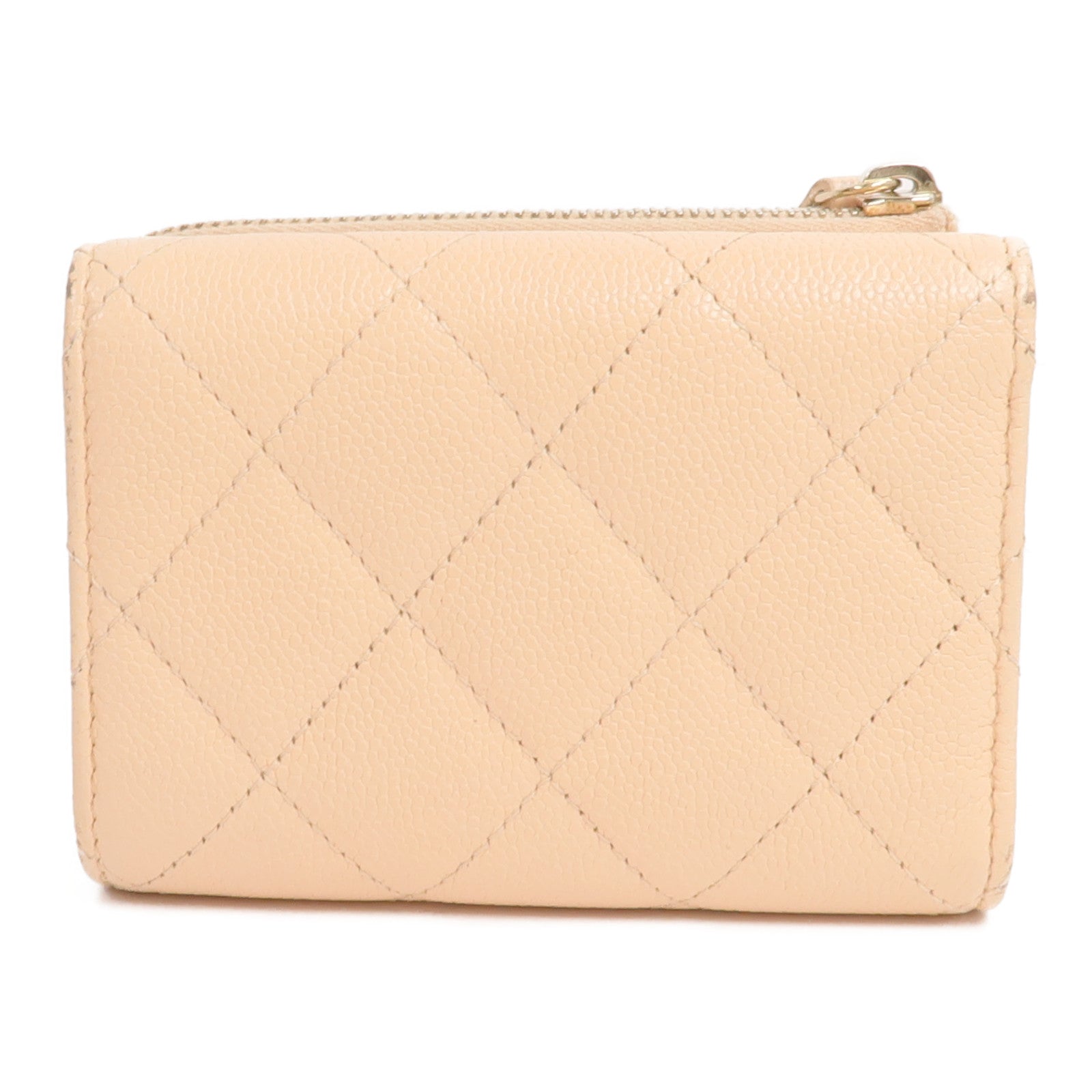 CHANEL 牛皮皮革Zipper Compact Wallet錢包