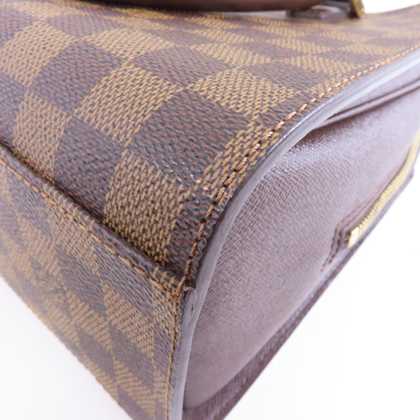 LOUIS VUITTON Damier Ebene Trinan金扣手挽袋啡色