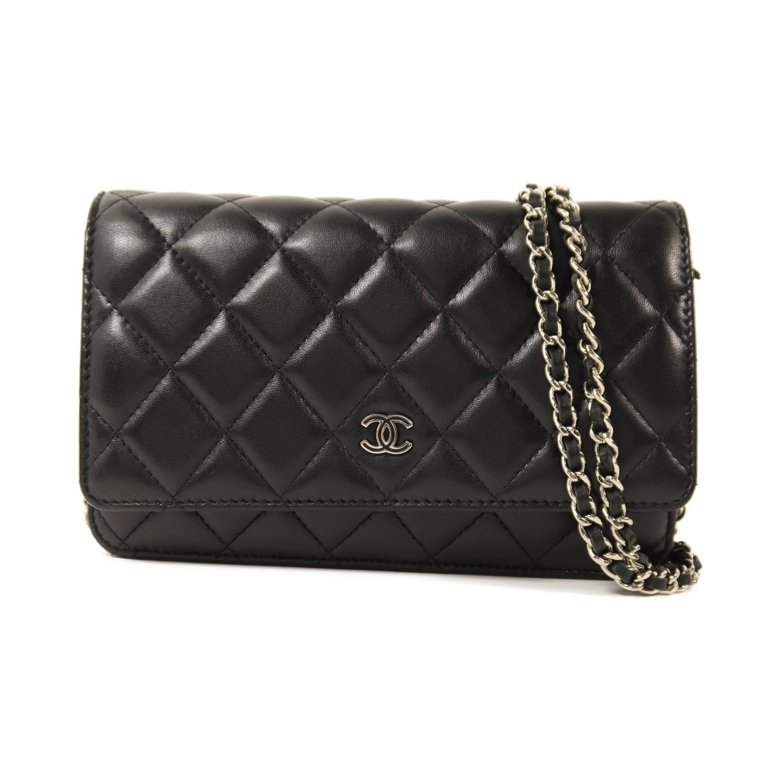 CHANEL 羊皮皮革WOC Wallet On Chain銀扣鏈帶肩背袋